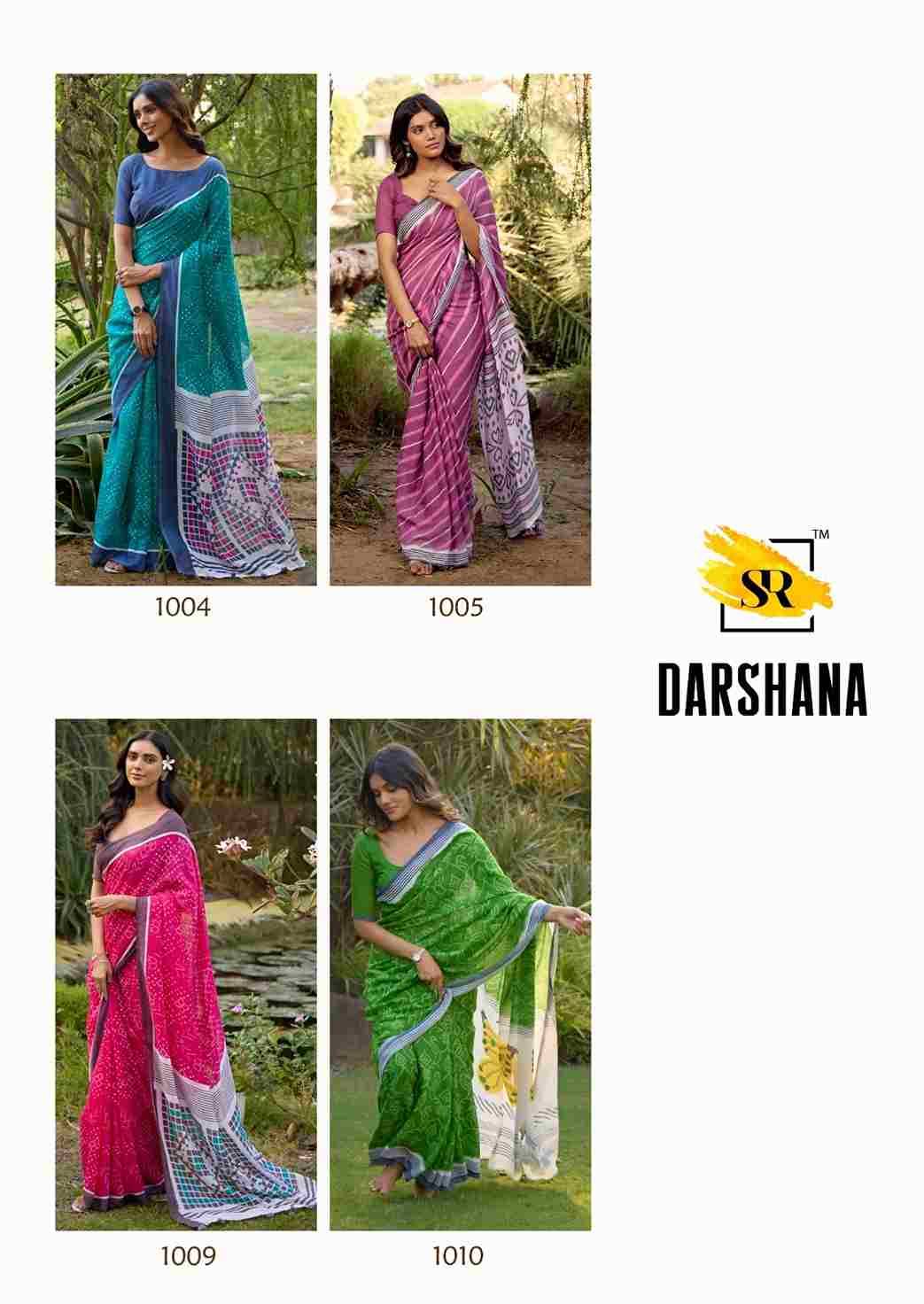 Darshana By Sr 1001 To 1010 Series Indian Traditional Wear Collection Beautiful Stylish Fancy Colorful Party Wear & Occasional Wear Pure Linen Sarees At Wholesale Price