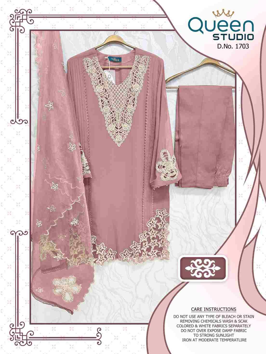 Queen 1703 Colours By Queen Studio 1703-A To 1703-D Series Beautiful Pakistani Suits Colorful Stylish Fancy Casual Wear & Ethnic Wear Faux Georgette Dresses At Wholesale Price