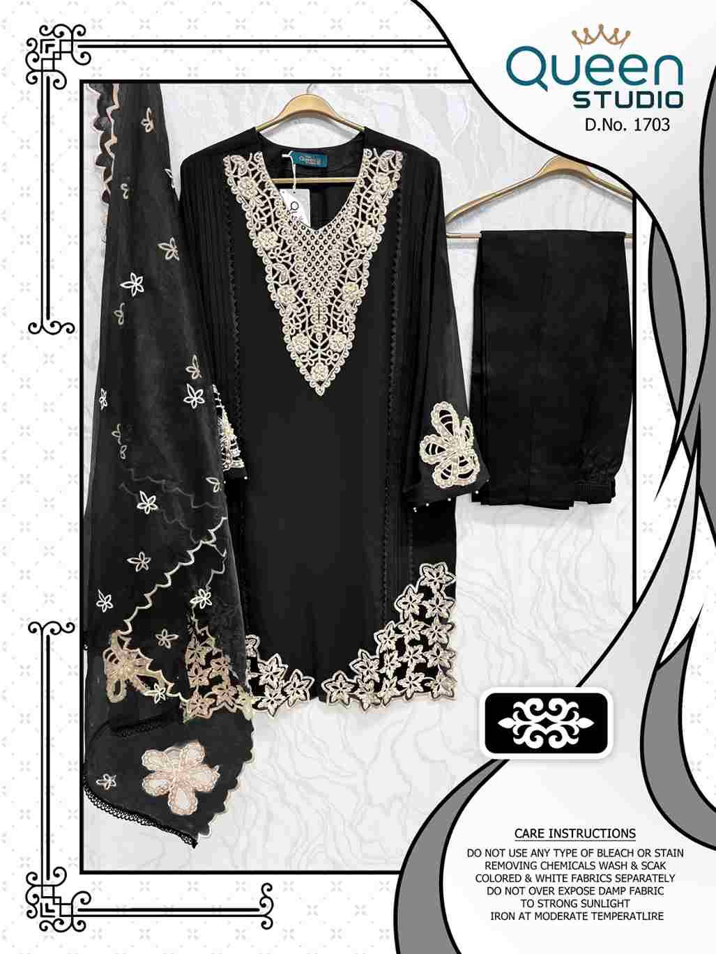 Queen 1703 Colours By Queen Studio 1703-A To 1703-D Series Beautiful Pakistani Suits Colorful Stylish Fancy Casual Wear & Ethnic Wear Faux Georgette Dresses At Wholesale Price