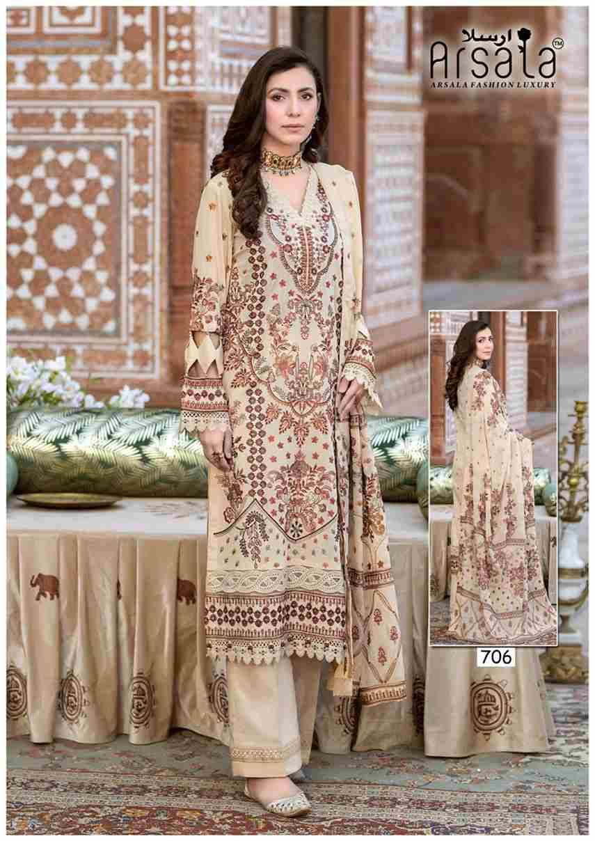 Amira Vol-7 By Arsala 701 To 706 Series Beautiful Festive Suits Stylish Fancy Colorful Casual Wear & Ethnic Wear Pure Lawn Cotton Print Dresses At Wholesale Price