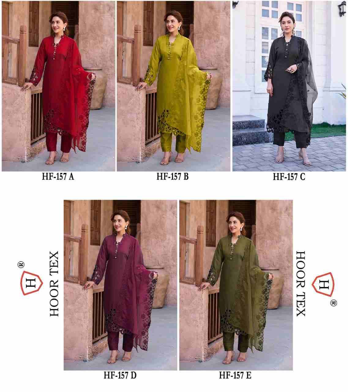 Hoor Tex Hit Design HF-157 Colours By Hoor Tex HF-157-A To HF-157-E Series Designer Festive Pakistani Suits Collection Beautiful Stylish Fancy Colorful Party Wear & Occasional Wear Heavy Viscose Embroidered Dresses At Wholesale Price