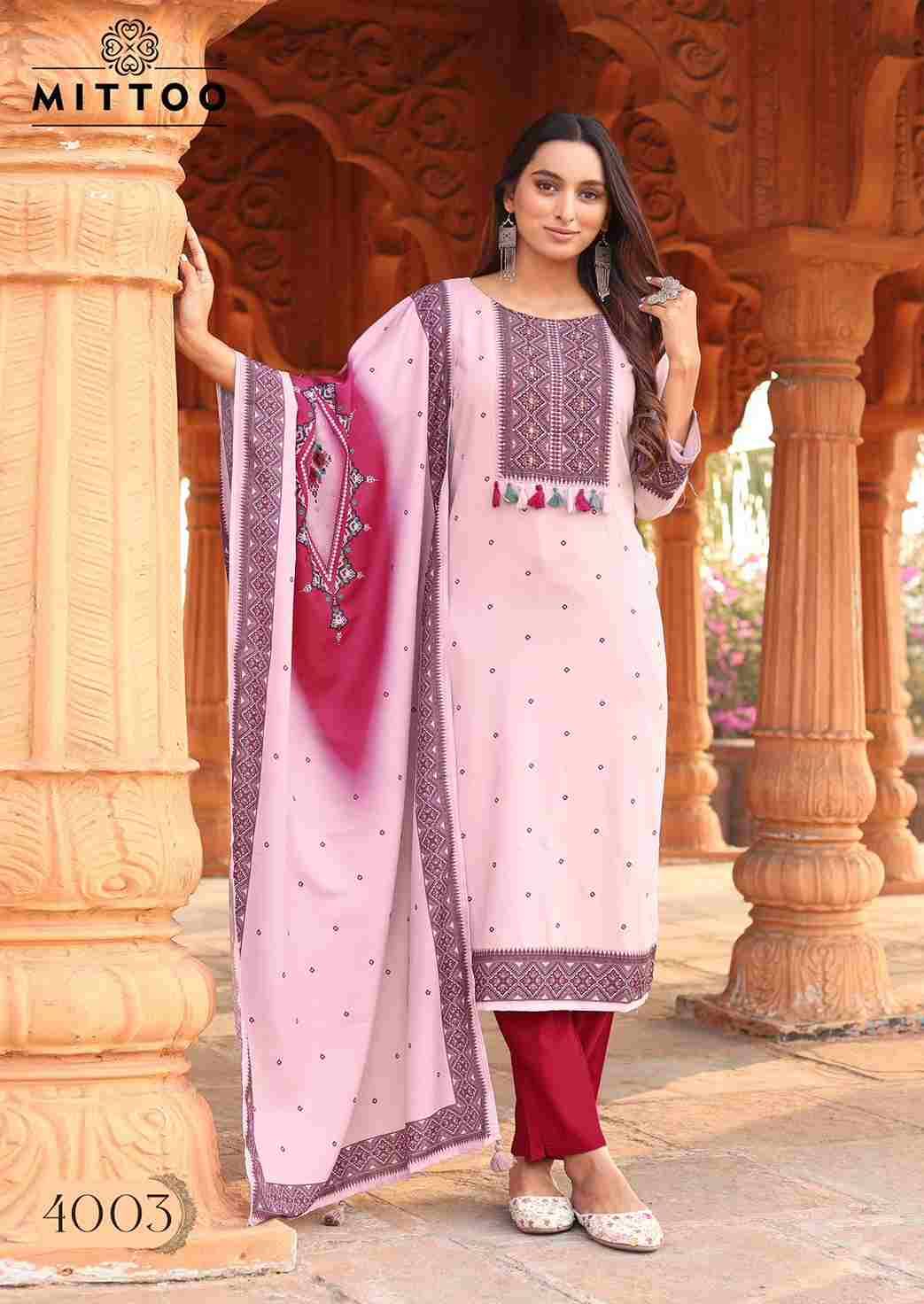Color Drop By Mittoo 4001 To 4006 Series Beautiful Festive Suits Colorful Stylish Fancy Casual Wear & Ethnic Wear Heavy Rayon Dresses At Wholesale Price