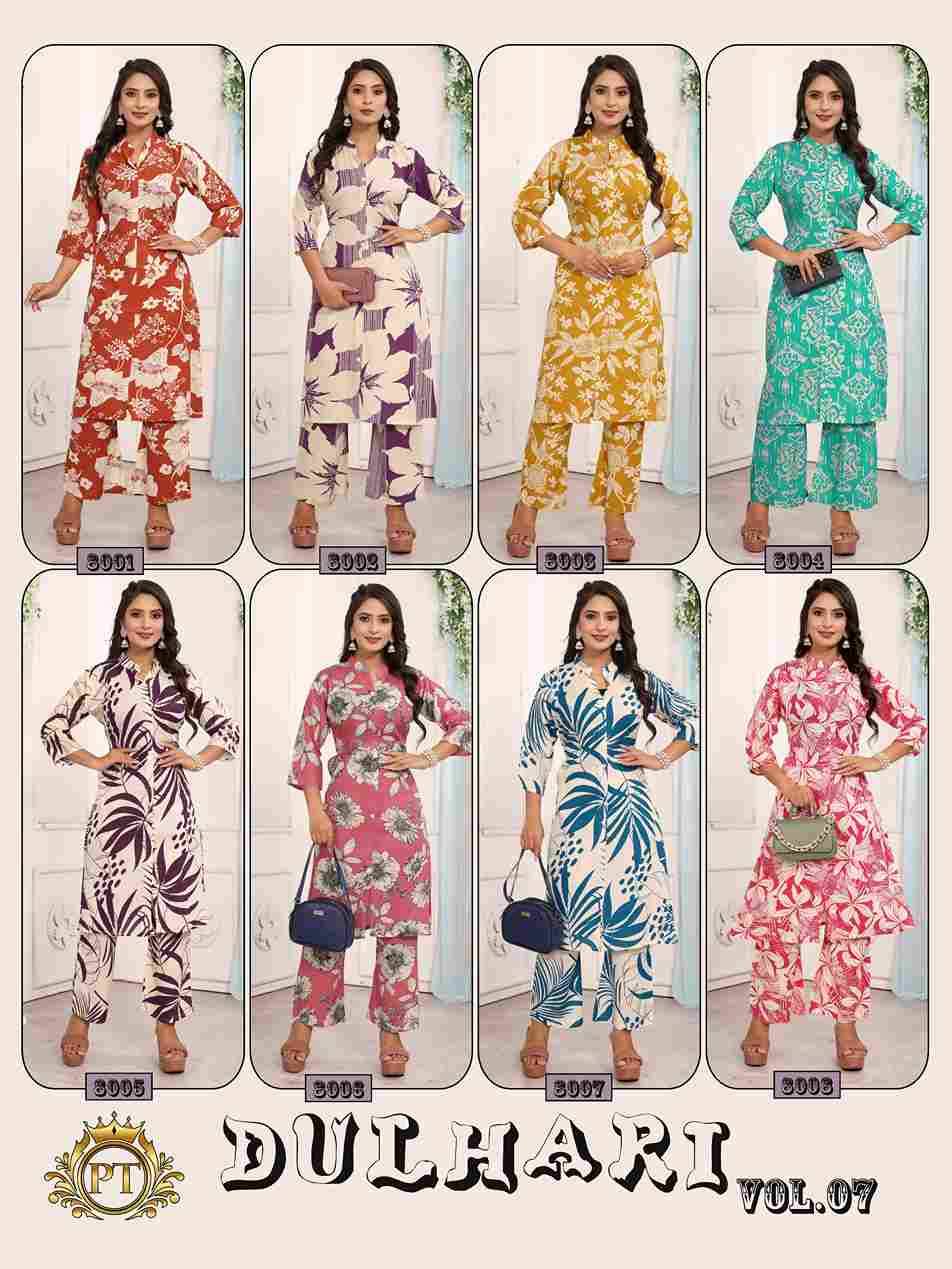 Dulhari Vol-7 By Padmavati Textiles 8001 To 8008 Series Designer Stylish Fancy Colorful Beautiful Party Wear & Ethnic Wear Collection Rayon Print Kurtis With Bottom At Wholesale Price