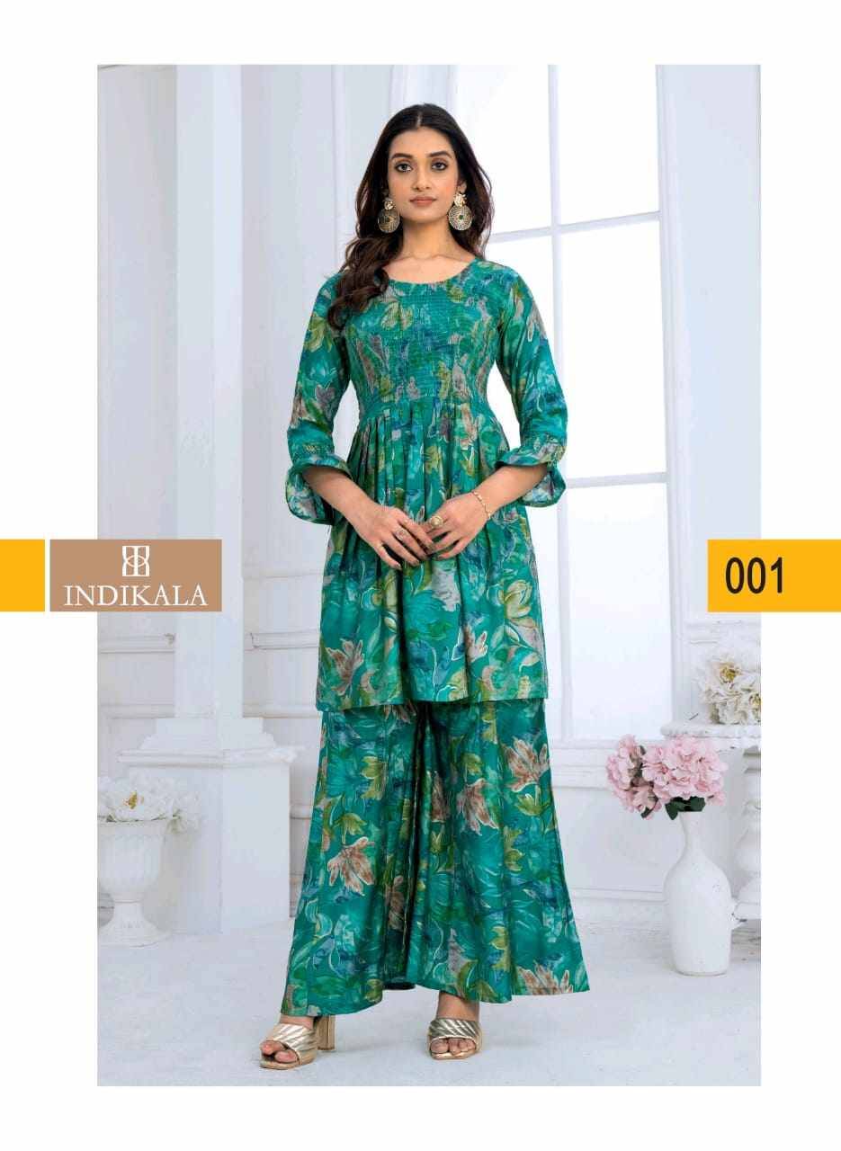 Laher Vol-1 By Indikala 001 To 007 Series Designer Stylish Fancy Colorful Beautiful Party Wear & Ethnic Wear Collection Chanderi Print Co-Ord At Wholesale Price
