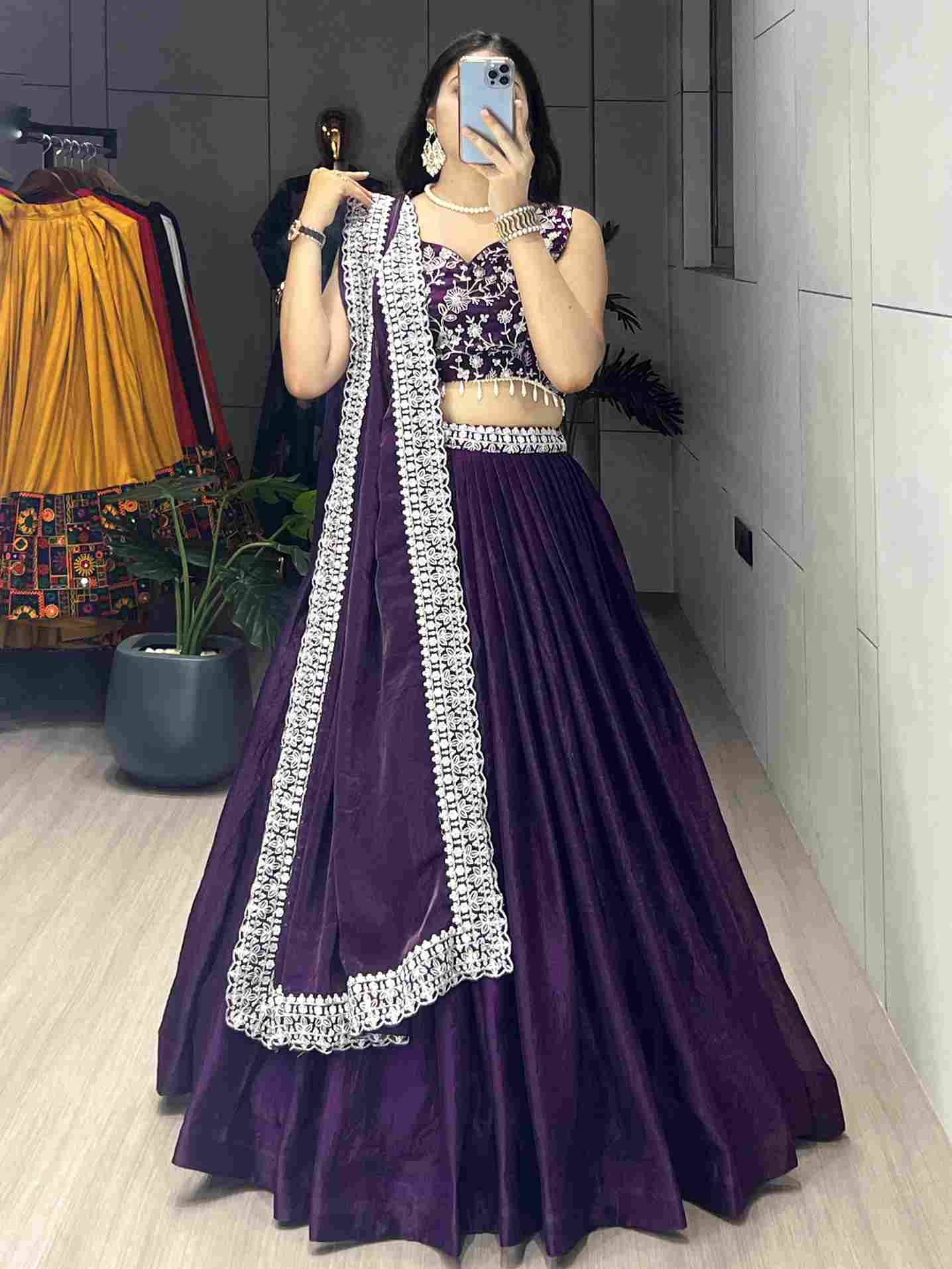 Gr-9042 By Fashid Wholesale Navratri Wear Collection Beautiful Stylish Colorful Fancy Party Wear & Occasional Wear Frendy Satin Lehengas At Wholesale Price