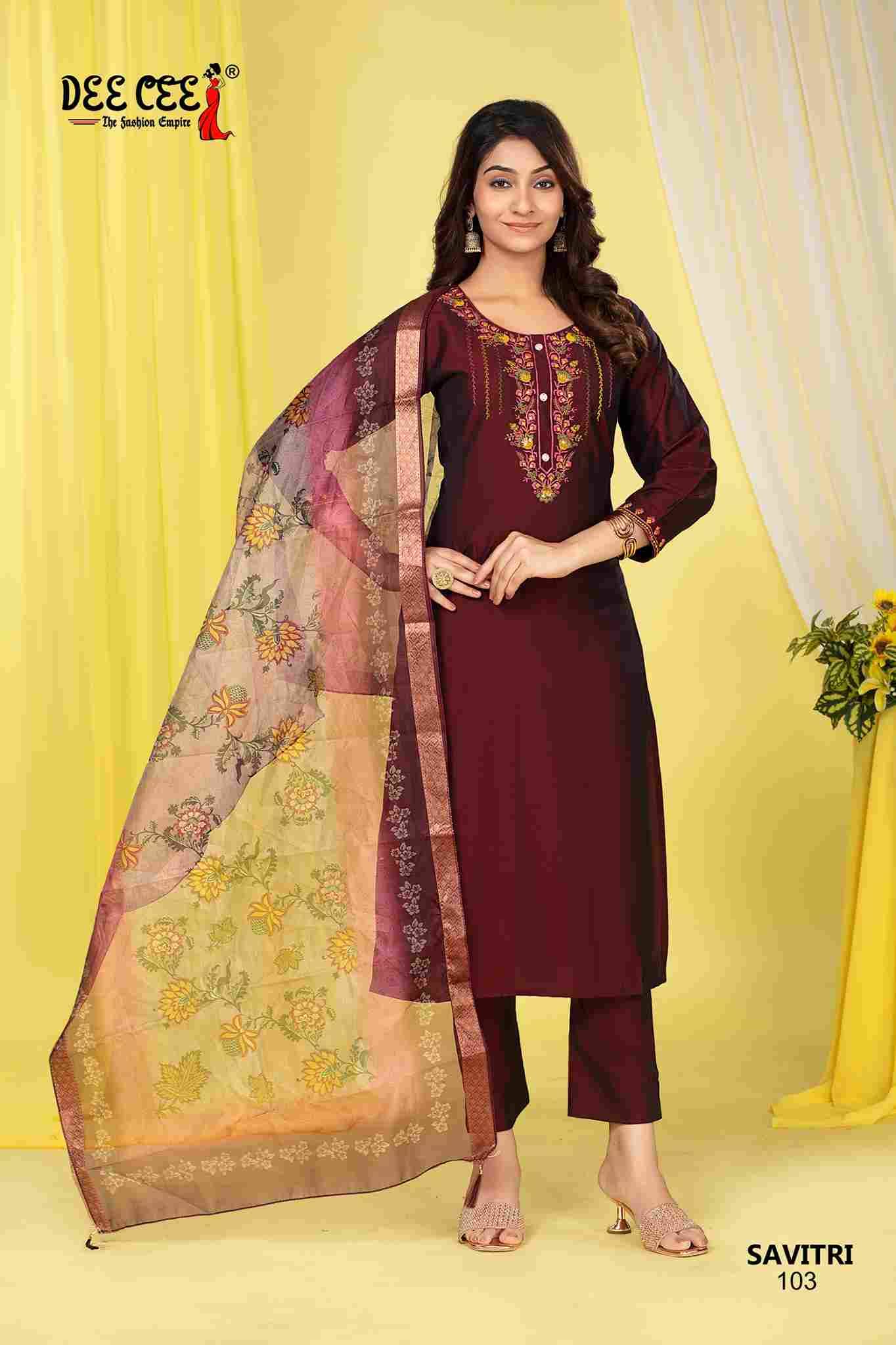 Savitri By Dee Cee 101 To 106 Series Beautiful Stylish Festive Suits Fancy Colorful Casual Wear & Ethnic Wear & Ready To Wear Silk Dresses At Wholesale Price