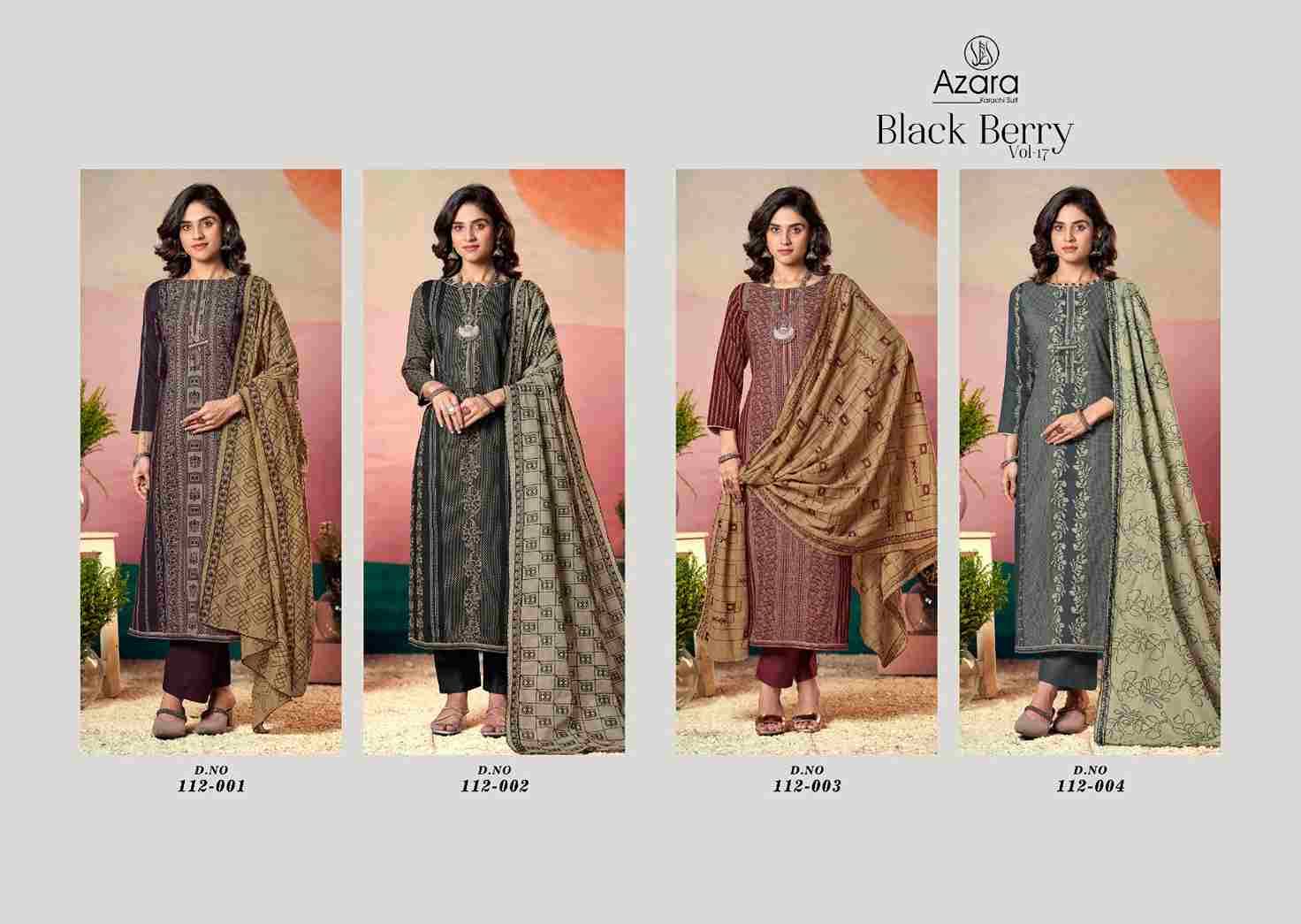 Black Berry Vol-17 By Azara 112-001 To 112-004 Series Beautiful Stylish Festive Suits Fancy Colorful Casual Wear & Ethnic Wear & Ready To Wear Cotton Print Dresses At Wholesale Price
