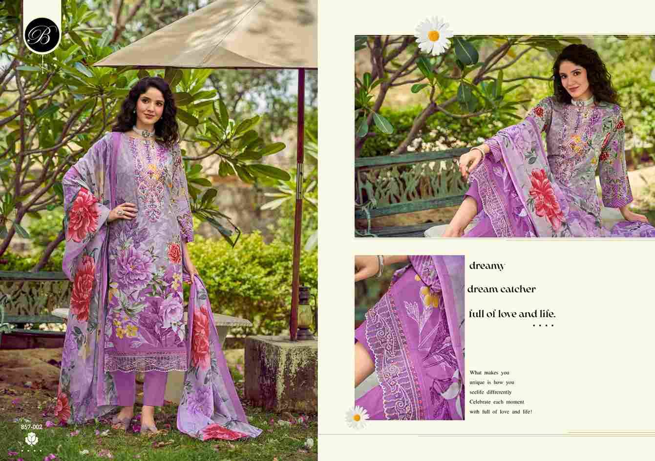 Yasmin By Belliza 857-001 To 857-008 Series Beautiful Suits Colorful Stylish Fancy Casual Wear & Ethnic Wear Pure Jam Cotton Dresses At Wholesale Price