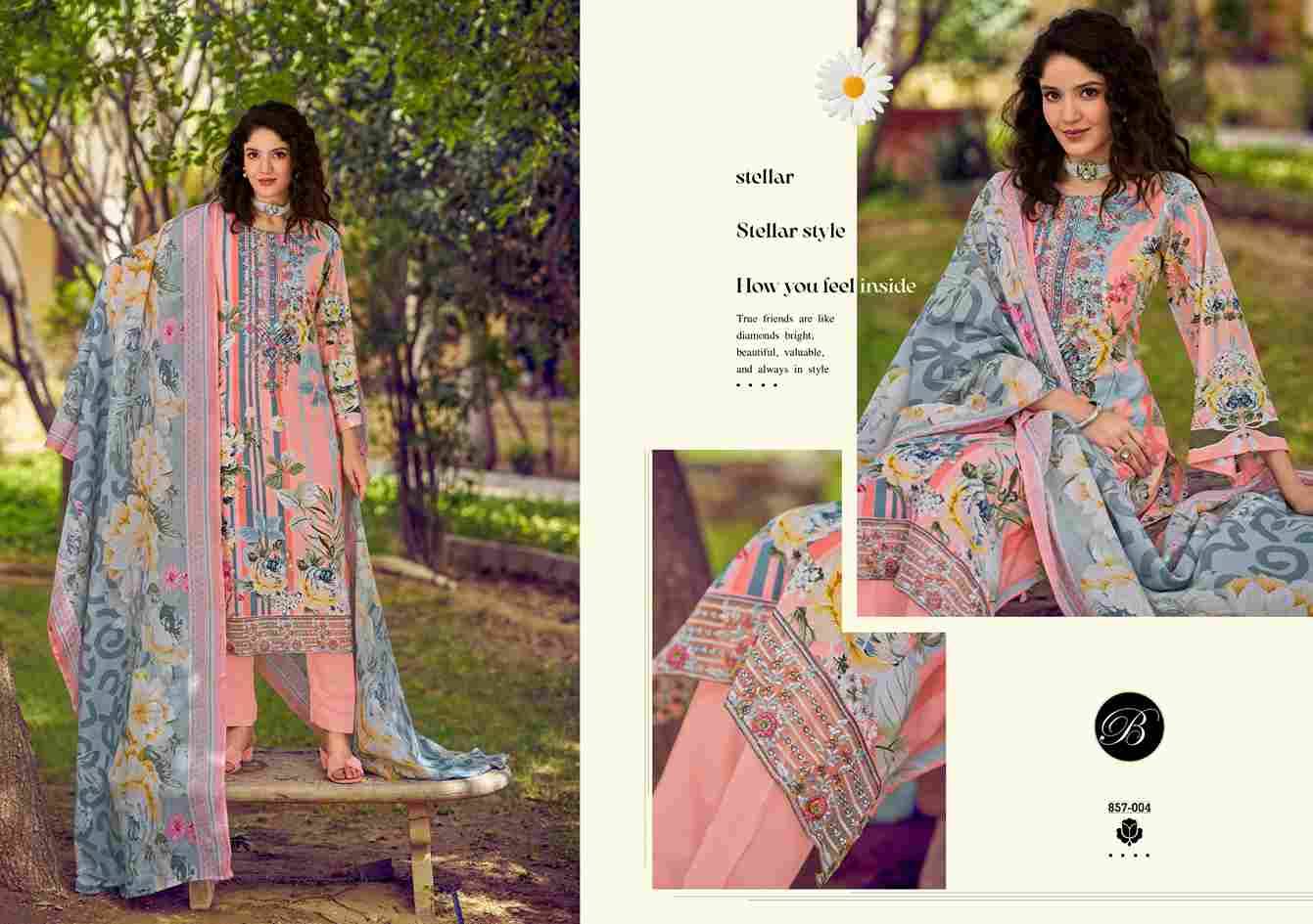 Yasmin By Belliza 857-001 To 857-008 Series Beautiful Suits Colorful Stylish Fancy Casual Wear & Ethnic Wear Pure Jam Cotton Dresses At Wholesale Price