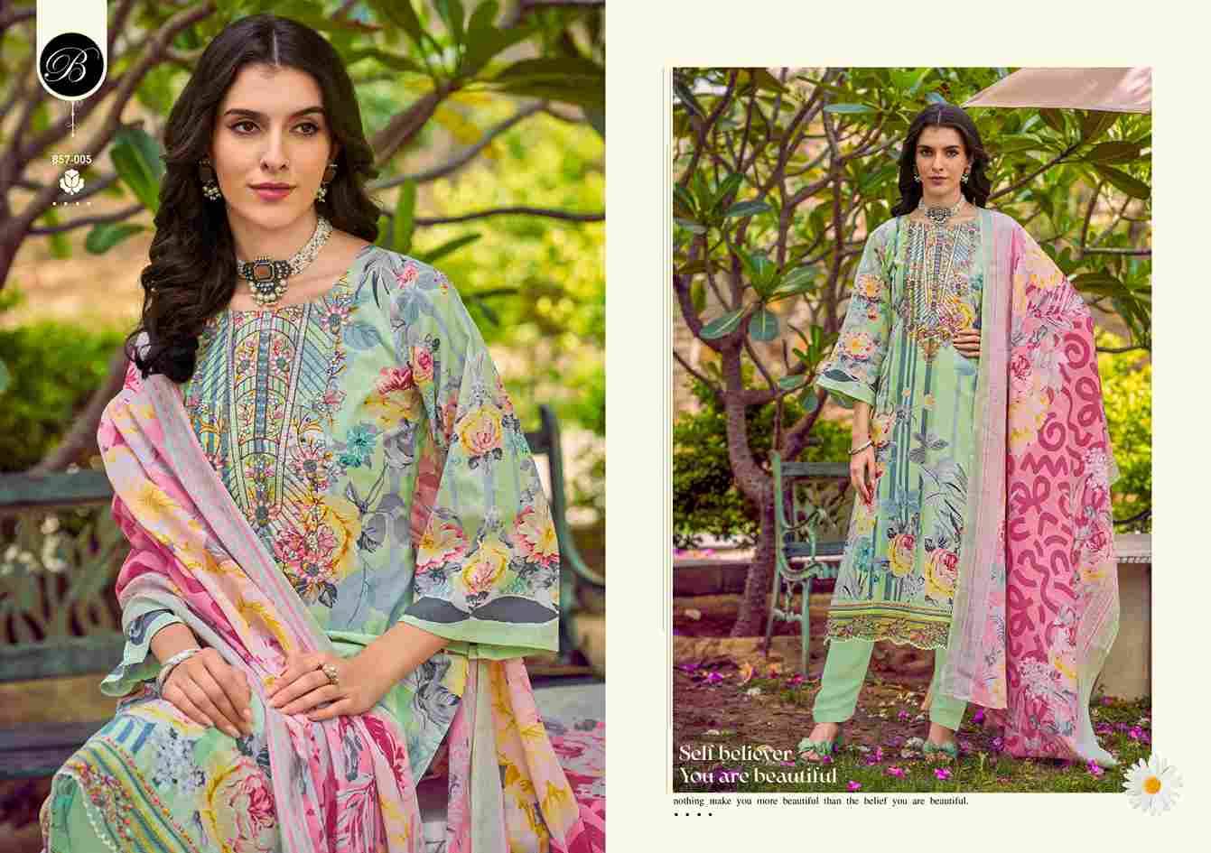 Yasmin By Belliza 857-001 To 857-008 Series Beautiful Suits Colorful Stylish Fancy Casual Wear & Ethnic Wear Pure Jam Cotton Dresses At Wholesale Price