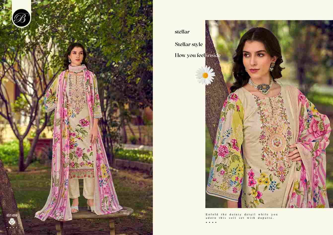 Yasmin By Belliza 857-001 To 857-008 Series Beautiful Suits Colorful Stylish Fancy Casual Wear & Ethnic Wear Pure Jam Cotton Dresses At Wholesale Price