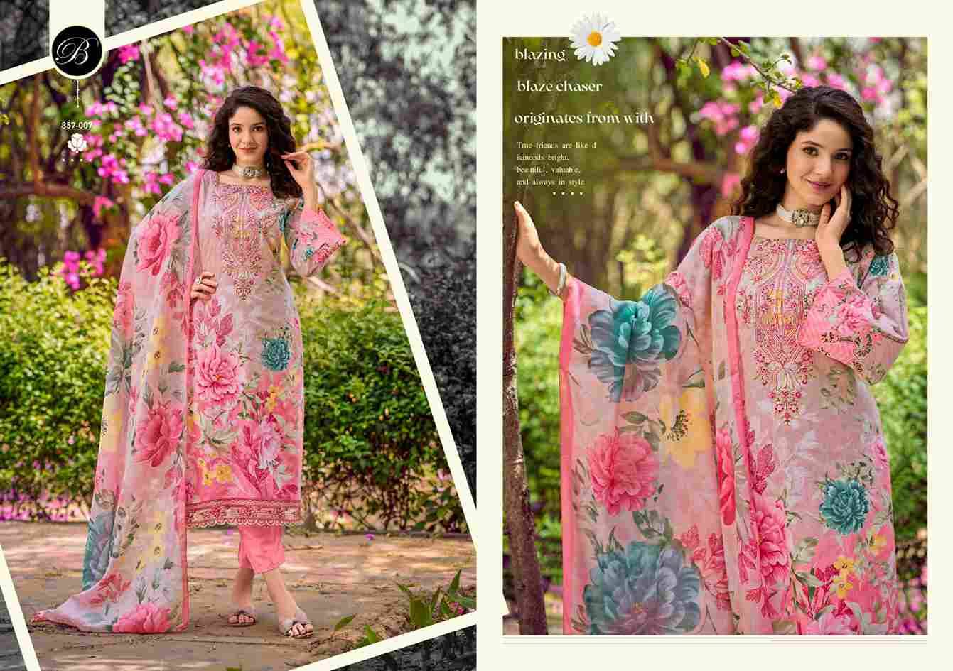 Yasmin By Belliza 857-001 To 857-008 Series Beautiful Suits Colorful Stylish Fancy Casual Wear & Ethnic Wear Pure Jam Cotton Dresses At Wholesale Price