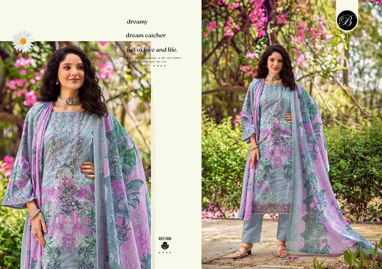 Yasmin By Belliza 857-001 To 857-008 Series Beautiful Suits Colorful Stylish Fancy Casual Wear & Ethnic Wear Pure Jam Cotton Dresses At Wholesale Price