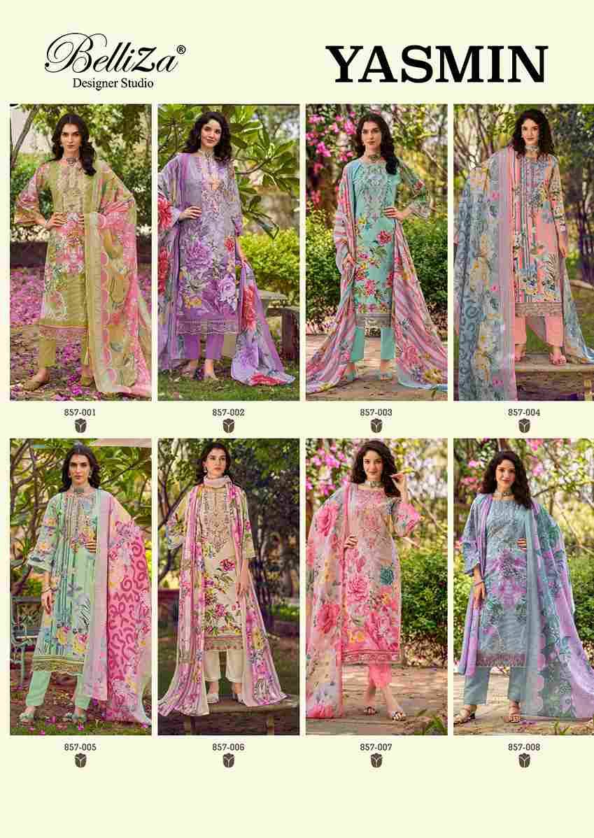 Yasmin By Belliza 857-001 To 857-008 Series Beautiful Suits Colorful Stylish Fancy Casual Wear & Ethnic Wear Pure Jam Cotton Dresses At Wholesale Price