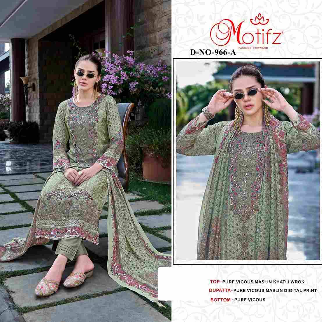 Motifz Hit Design 966 Colours By Motifz 966-A To 966-D Series Beautiful Pakistani Suits Colorful Stylish Fancy Casual Wear & Ethnic Wear Viscose Muslin Dresses At Wholesale Price