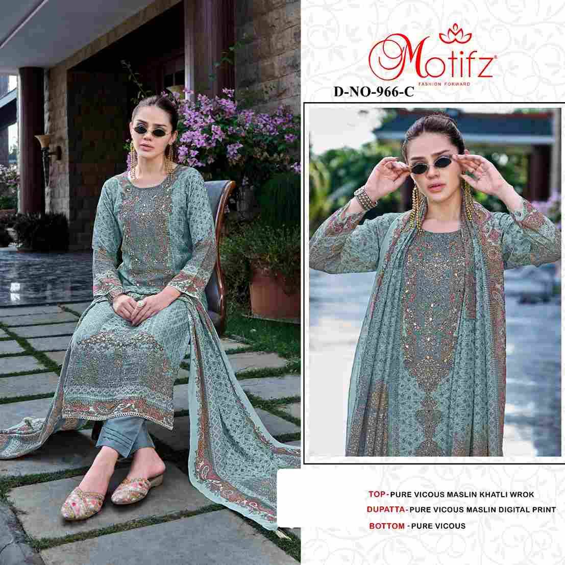 Motifz Hit Design 966 Colours By Motifz 966-A To 966-D Series Beautiful Pakistani Suits Colorful Stylish Fancy Casual Wear & Ethnic Wear Viscose Muslin Dresses At Wholesale Price