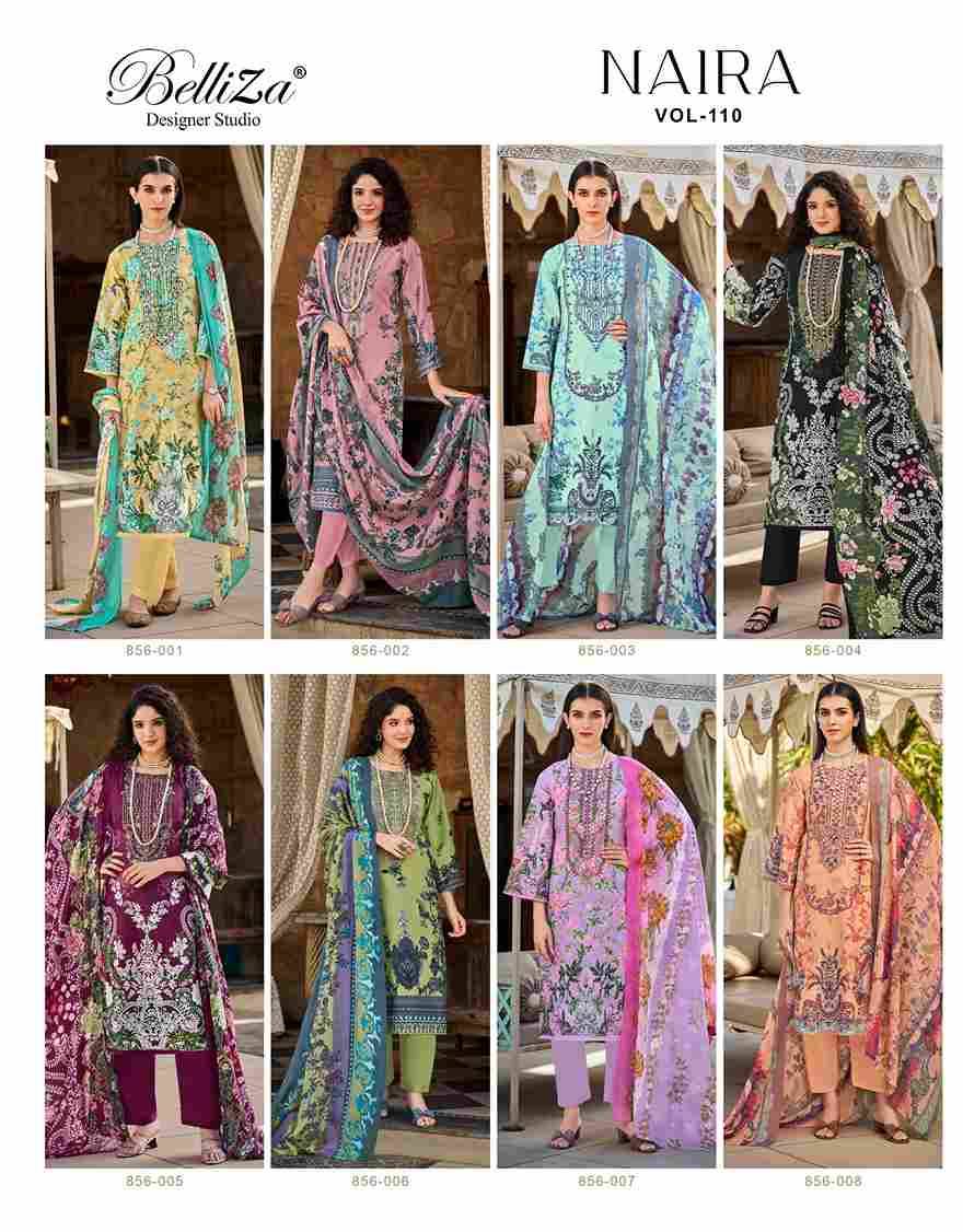 Naira Vol-110 By Belliza 856-001 To 856-008 Series Beautiful Festive Suits Stylish Fancy Colorful Casual Wear & Ethnic Wear Pure Cotton Print Dresses At Wholesale Price