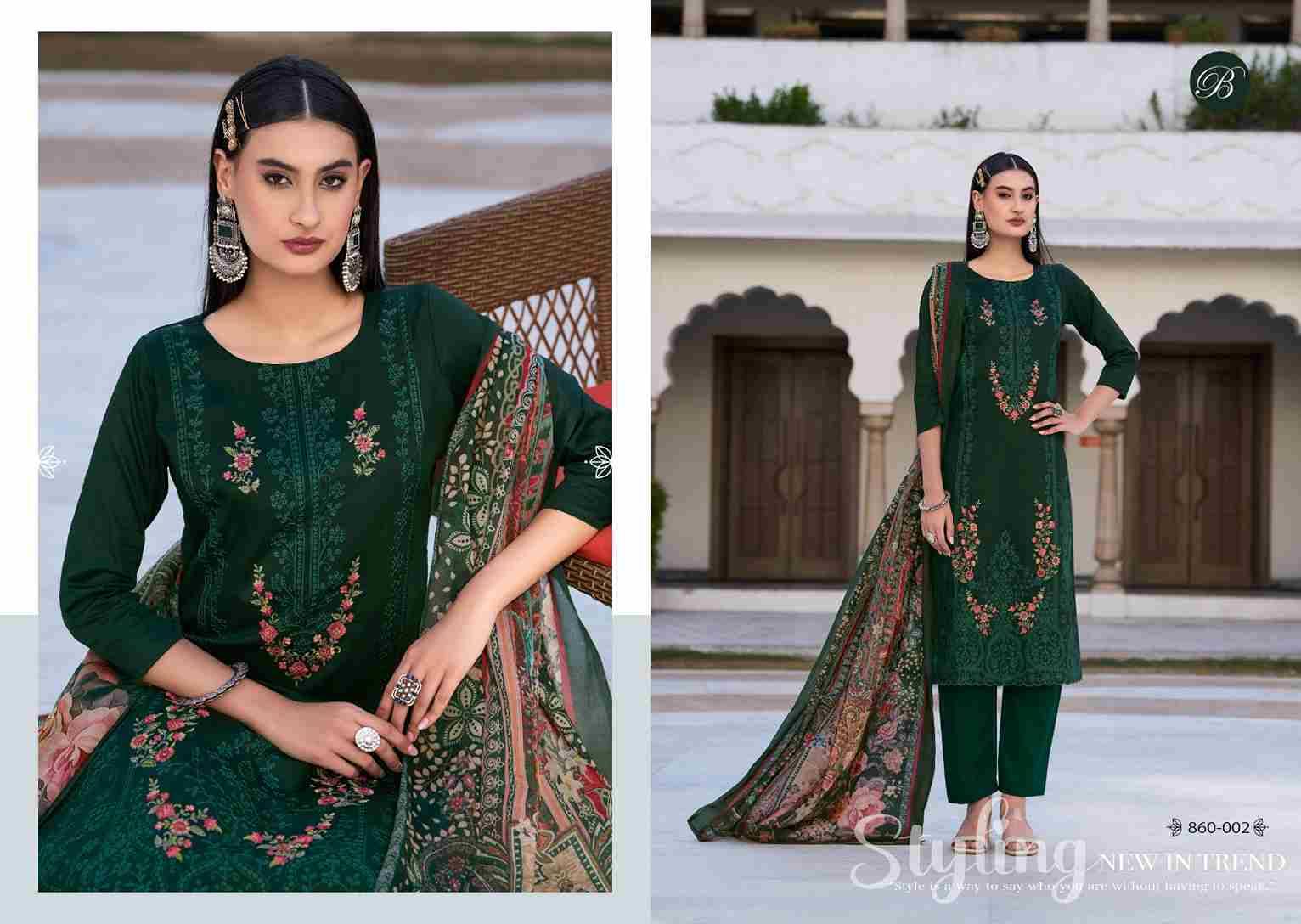Zarqash Vol-6 By Belliza 860-001 To 860-006 Series Beautiful Festive Suits Stylish Fancy Colorful Casual Wear & Ethnic Wear Pure Jam Cotton Dresses At Wholesale Price