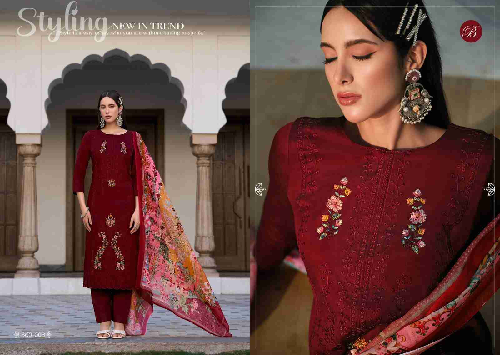 Zarqash Vol-6 By Belliza 860-001 To 860-006 Series Beautiful Festive Suits Stylish Fancy Colorful Casual Wear & Ethnic Wear Pure Jam Cotton Dresses At Wholesale Price