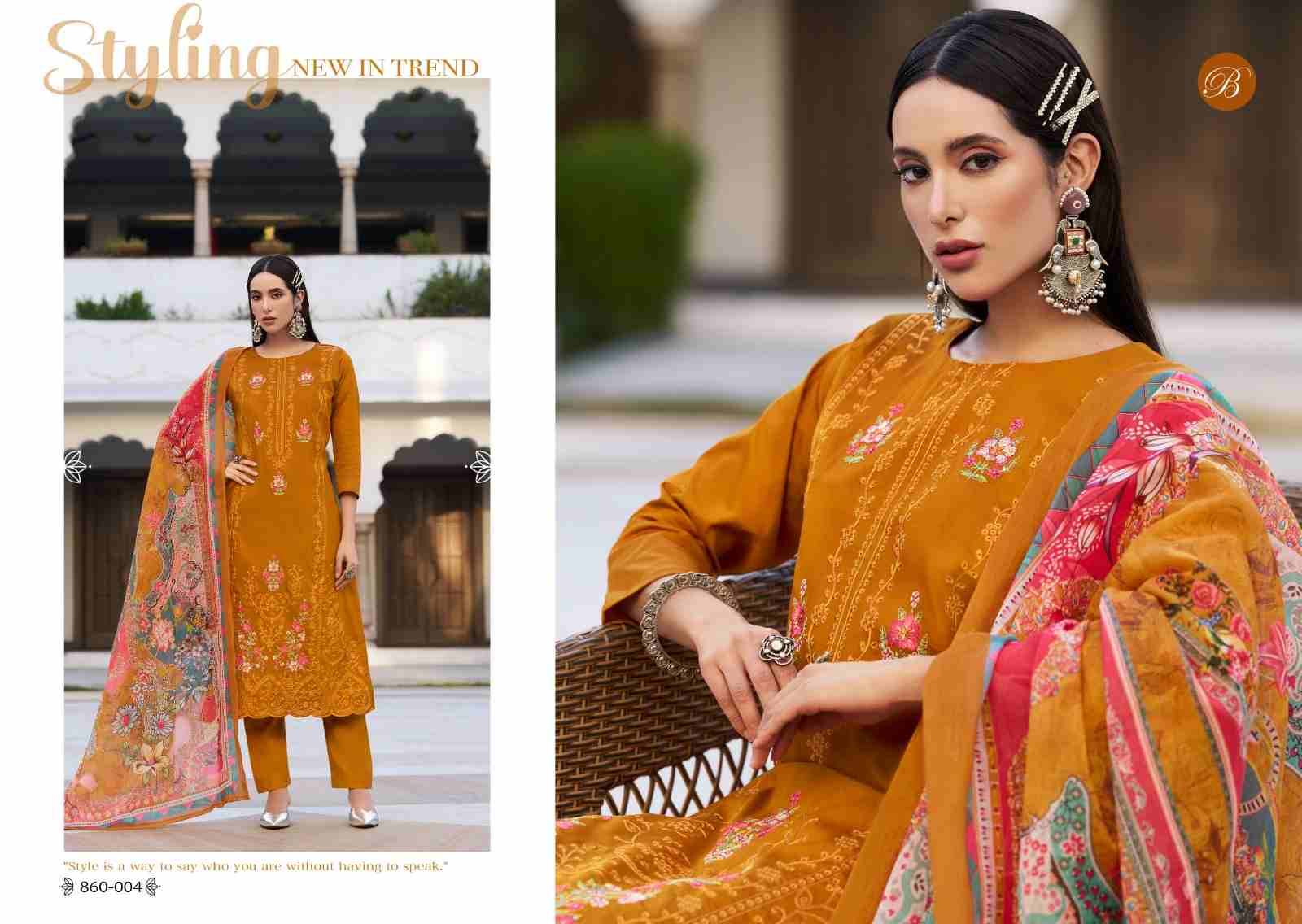 Zarqash Vol-6 By Belliza 860-001 To 860-006 Series Beautiful Festive Suits Stylish Fancy Colorful Casual Wear & Ethnic Wear Pure Jam Cotton Dresses At Wholesale Price
