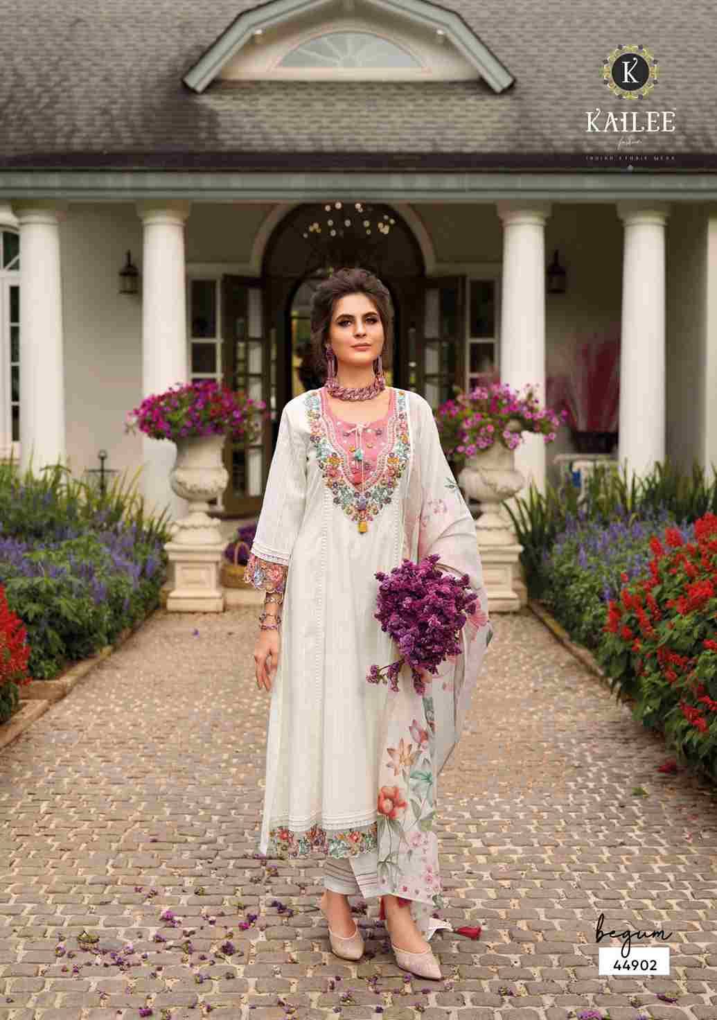 Begum Vol-7 By Kailee 44901 To 44905 Series Festive Suits Beautiful Fancy Colorful Stylish Party Wear & Occasional Wear Pure Cotton With Work Dresses At Wholesale Price