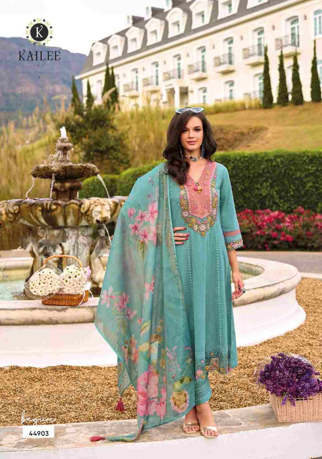 Begum Vol-7 By Kailee 44901 To 44905 Series Festive Suits Beautiful Fancy Colorful Stylish Party Wear & Occasional Wear Pure Cotton With Work Dresses At Wholesale Price