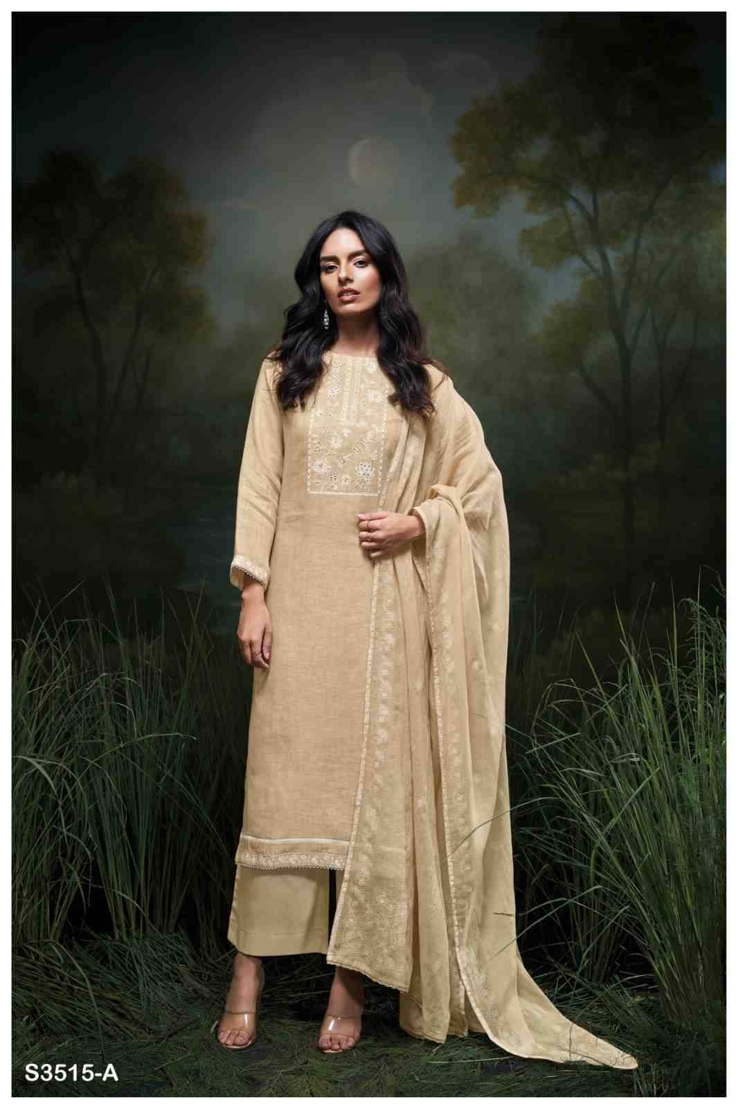 Hajira-3515 By Ganga Fashion 3515-A To 3515-B Series Beautiful Festive Suits Colorful Stylish Fancy Casual Wear & Ethnic Wear Pure Linen Dresses At Wholesale Price