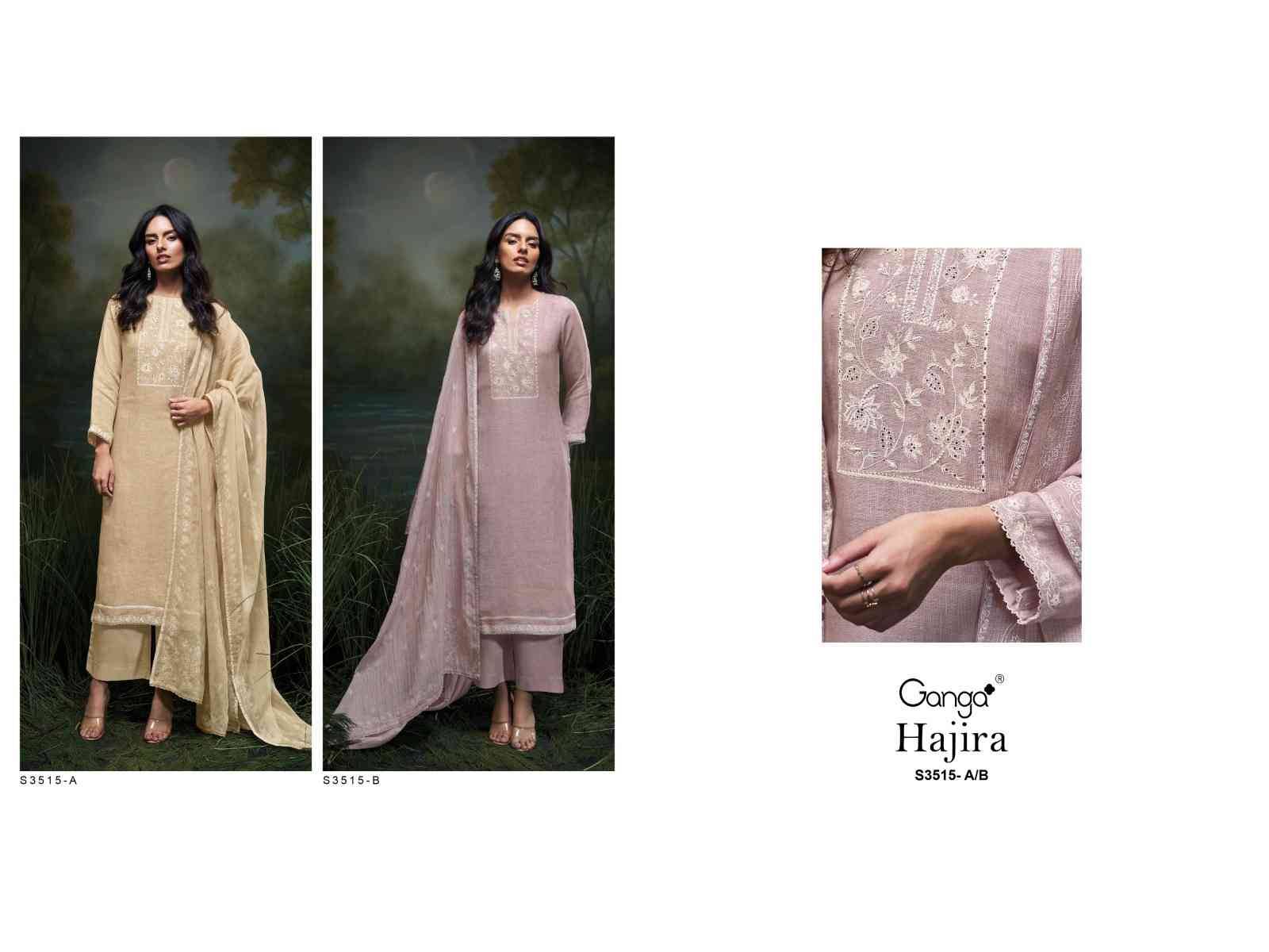 Hajira-3515 By Ganga Fashion 3515-A To 3515-B Series Beautiful Festive Suits Colorful Stylish Fancy Casual Wear & Ethnic Wear Pure Linen Dresses At Wholesale Price