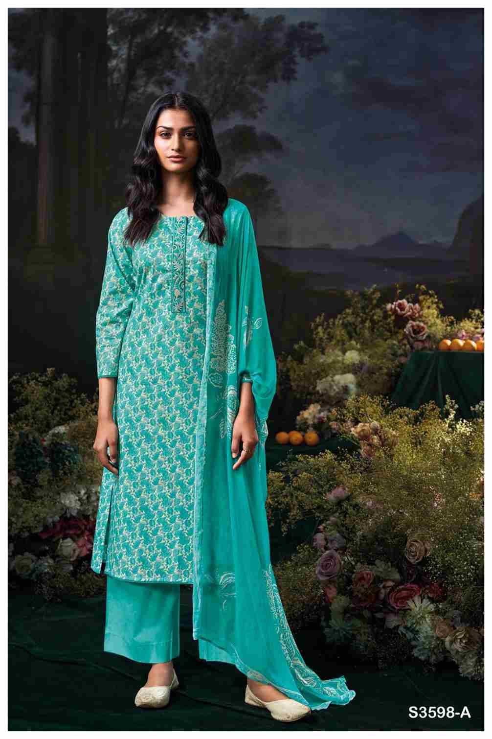 Flora-3598 By Ganga Fashion 3598-A To 3598-D Series Beautiful Festive Suits Colorful Stylish Fancy Casual Wear & Ethnic Wear Pure Cotton Dresses At Wholesale Price