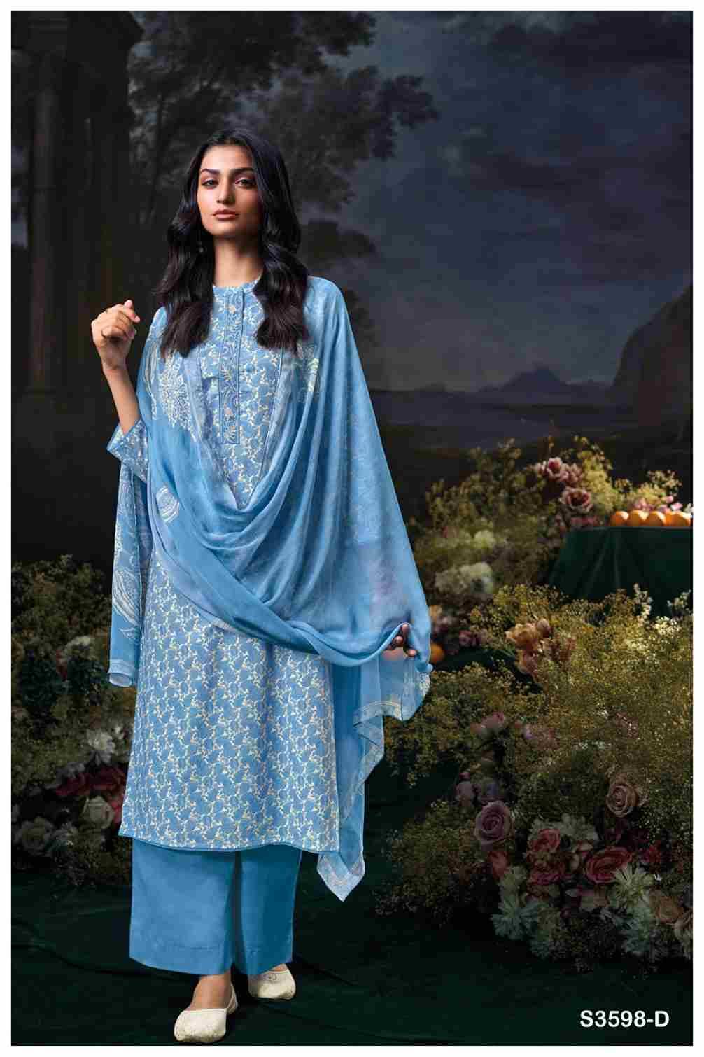 Flora-3598 By Ganga Fashion 3598-A To 3598-D Series Beautiful Festive Suits Colorful Stylish Fancy Casual Wear & Ethnic Wear Pure Cotton Dresses At Wholesale Price