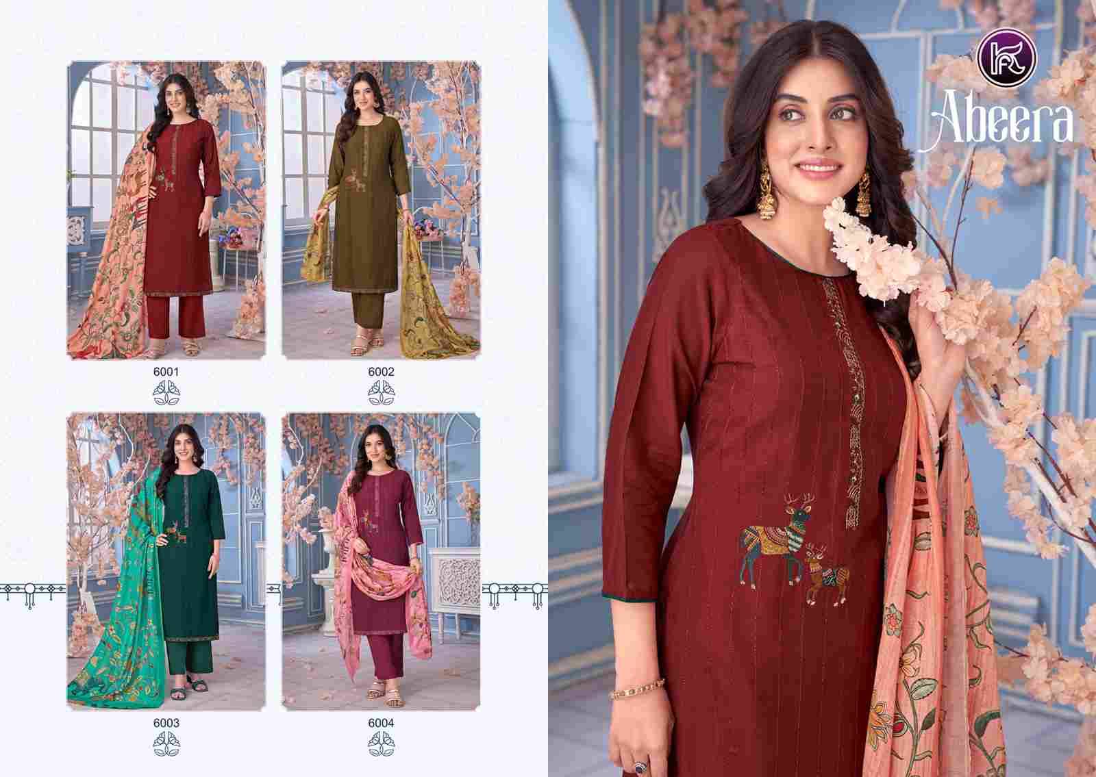 Abeera By Kala Fashion 6001 To 6004 Series Festive Suits Beautiful Fancy Colorful Stylish Party Wear & Occasional Wear Pure Muslin Dresses At Wholesale Price