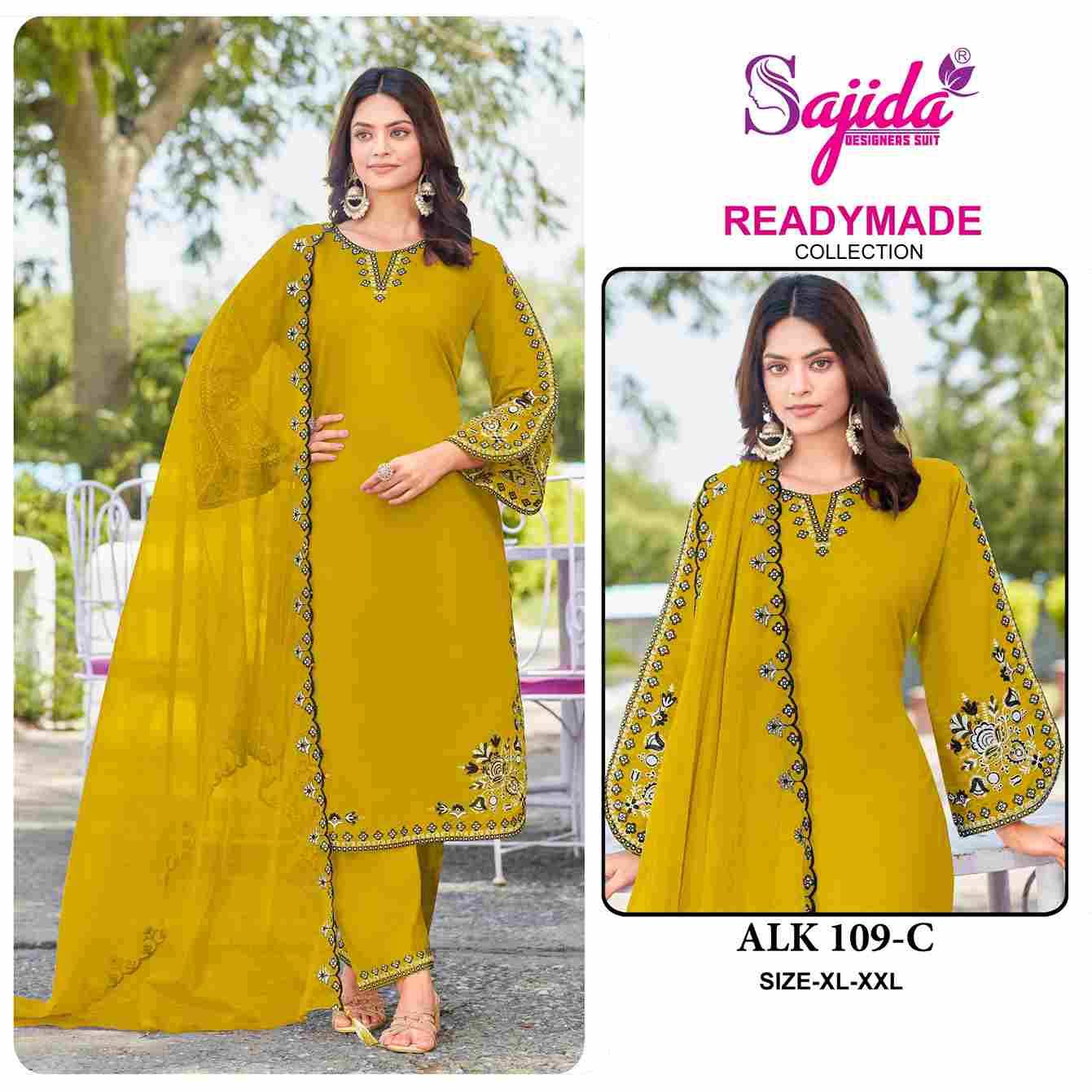 ALK-109 Colours By Sajida Designer Suits 109-A To 109-D Series Beautiful Pakistani Suits Colorful Stylish Fancy Casual Wear & Ethnic Wear Roman Silk Embroidered Dresses At Wholesale Price
