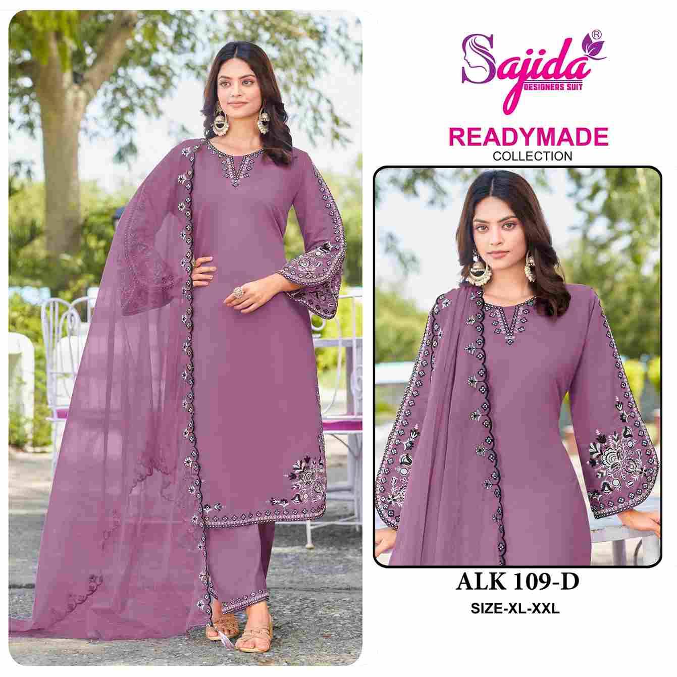 ALK-109 Colours By Sajida Designer Suits 109-A To 109-D Series Beautiful Pakistani Suits Colorful Stylish Fancy Casual Wear & Ethnic Wear Roman Silk Embroidered Dresses At Wholesale Price