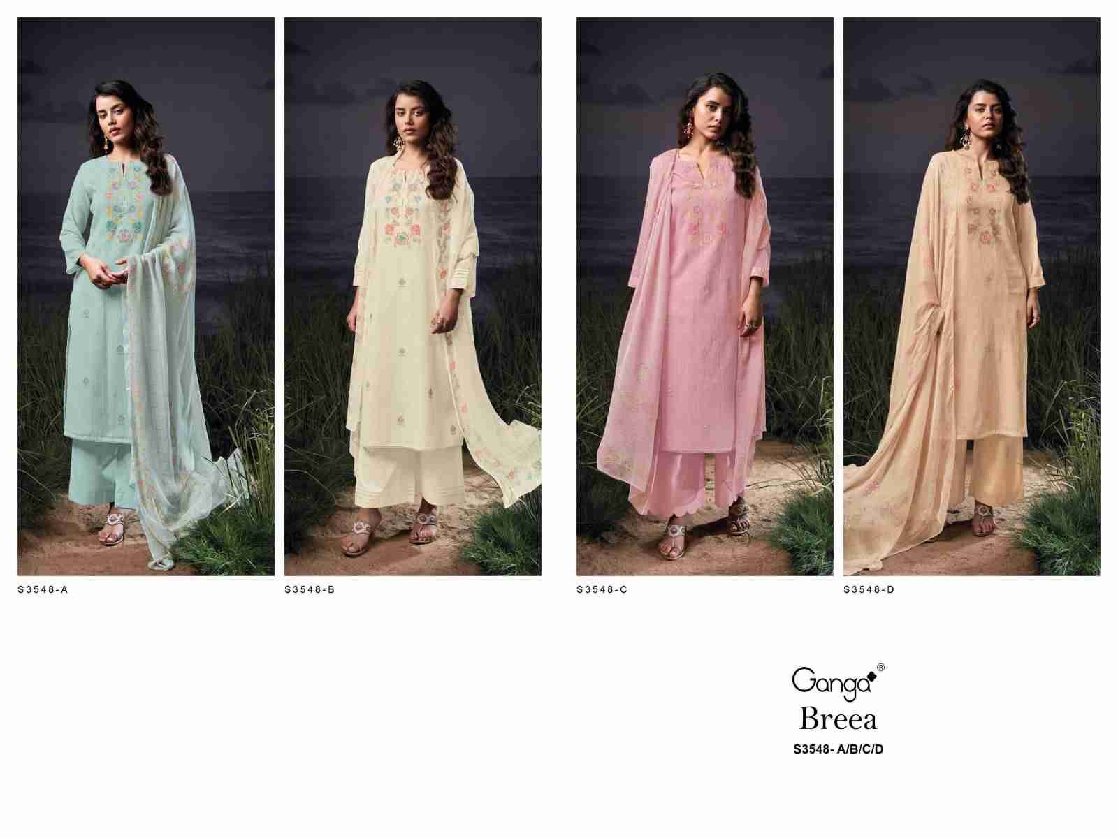 Breea-3548 By Ganga Fashion 3548-A To 3548-D Series Beautiful Festive Suits Colorful Stylish Fancy Casual Wear & Ethnic Wear Pure Cotton Dresses At Wholesale Price