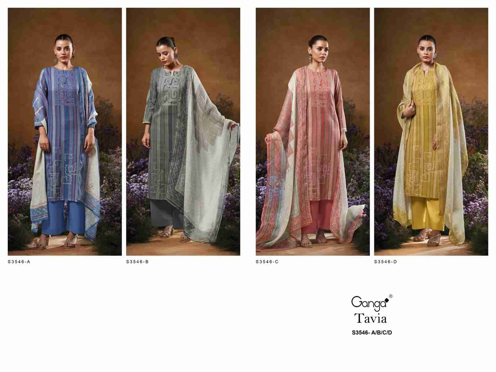 Tavia-3546 By Ganga Fashion 3546-A To 3546-D Series Beautiful Festive Suits Colorful Stylish Fancy Casual Wear & Ethnic Wear Pure Cotton Dresses At Wholesale Price