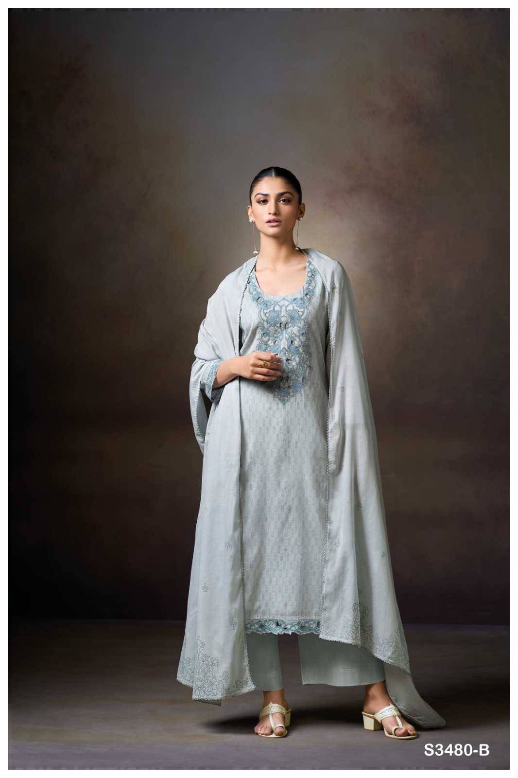 Princy-3480 By Ganga Fashion 3480-A To 3480-C Series Beautiful Festive Suits Colorful Stylish Fancy Casual Wear & Ethnic Wear Pure Mal Dresses At Wholesale Price