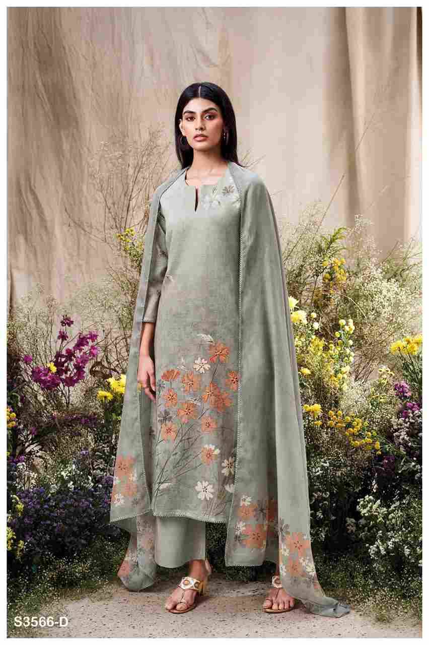 Ela-3566 By Ganga Fashion 3566-A To 3566-D Series Beautiful Festive Suits Colorful Stylish Fancy Casual Wear & Ethnic Wear Pure Cotton Linen Dresses At Wholesale Price