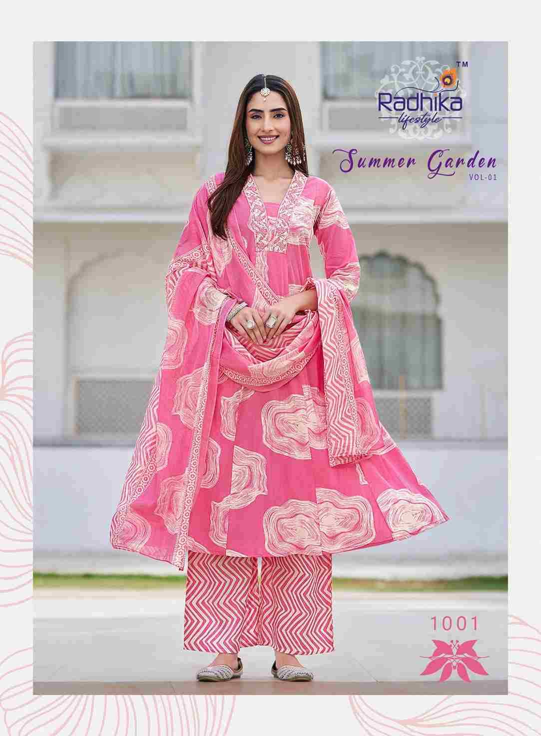 Summer Garden Vol-1 By Radhika Lifestyle 1001 To 1008 Series Beautiful Festive Suits Colorful Stylish Fancy Casual Wear & Ethnic Wear Pure Cotton Dresses At Wholesale Price