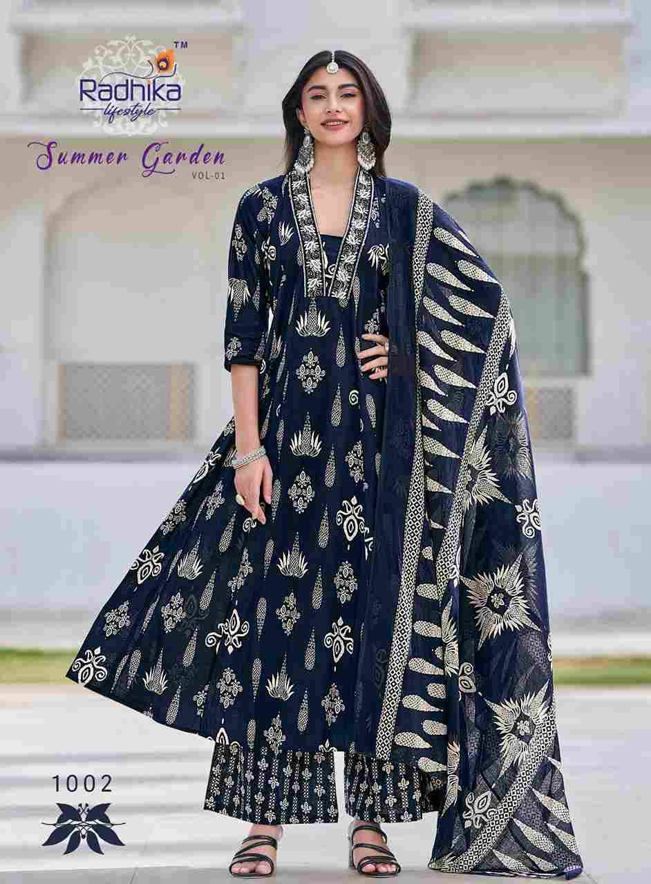 Summer Garden Vol-1 By Radhika Lifestyle 1001 To 1008 Series Beautiful Festive Suits Colorful Stylish Fancy Casual Wear & Ethnic Wear Pure Cotton Dresses At Wholesale Price