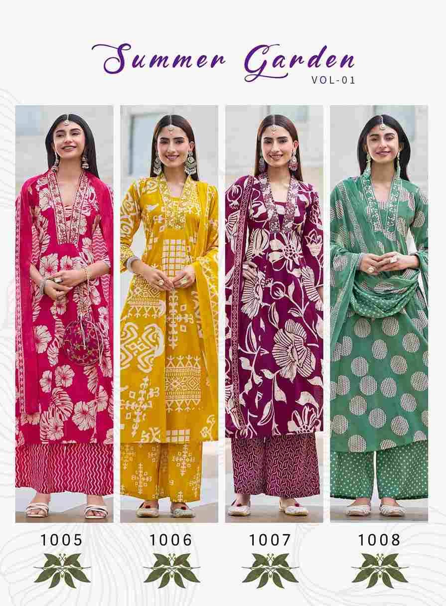 Summer Garden Vol-1 By Radhika Lifestyle 1001 To 1008 Series Beautiful Festive Suits Colorful Stylish Fancy Casual Wear & Ethnic Wear Pure Cotton Dresses At Wholesale Price
