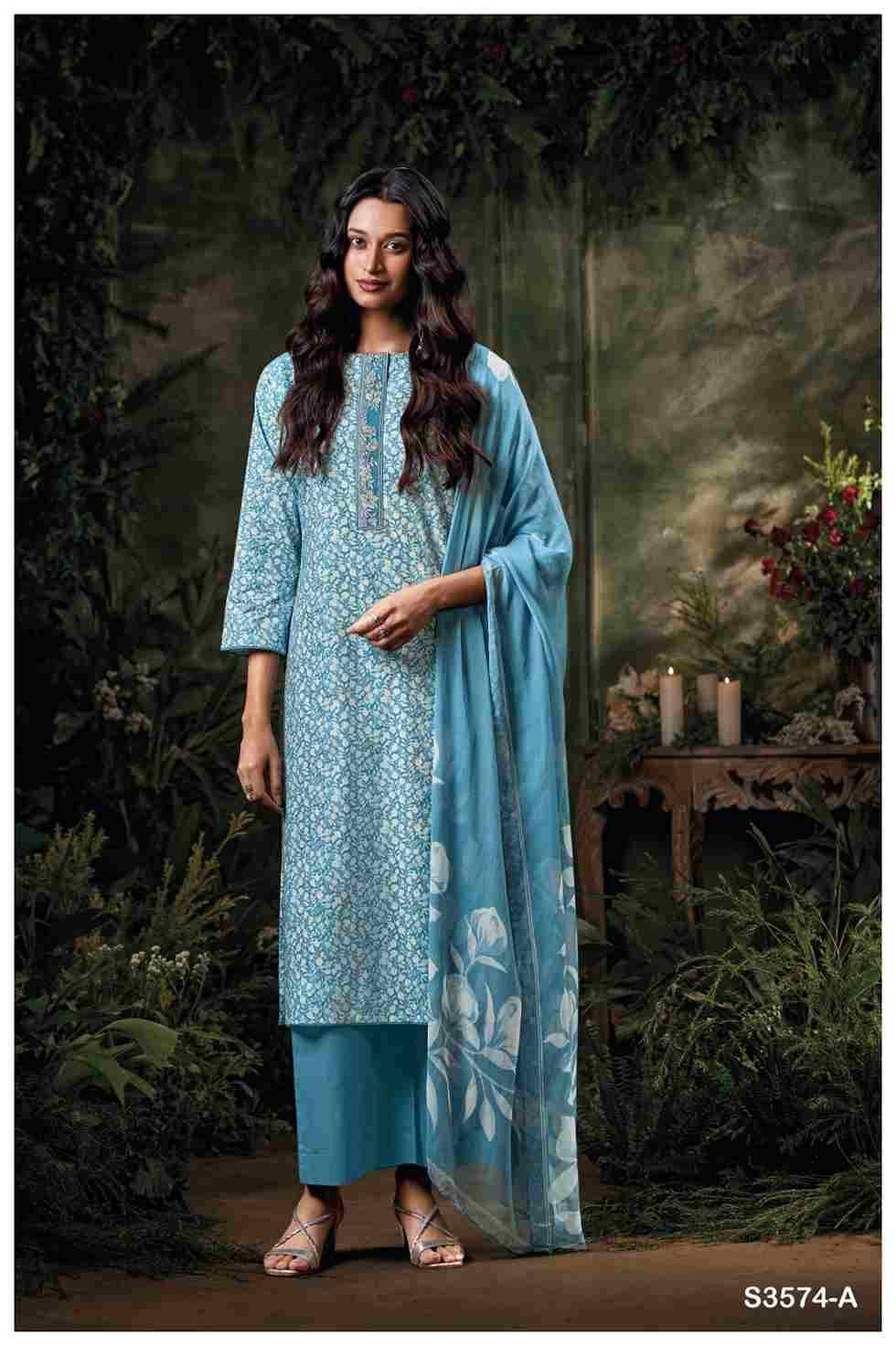 Cianna-3574 By Ganga Fashion 3574-A To 3574-D Series Beautiful Festive Suits Colorful Stylish Fancy Casual Wear & Ethnic Wear Pure Cotton Dresses At Wholesale Price