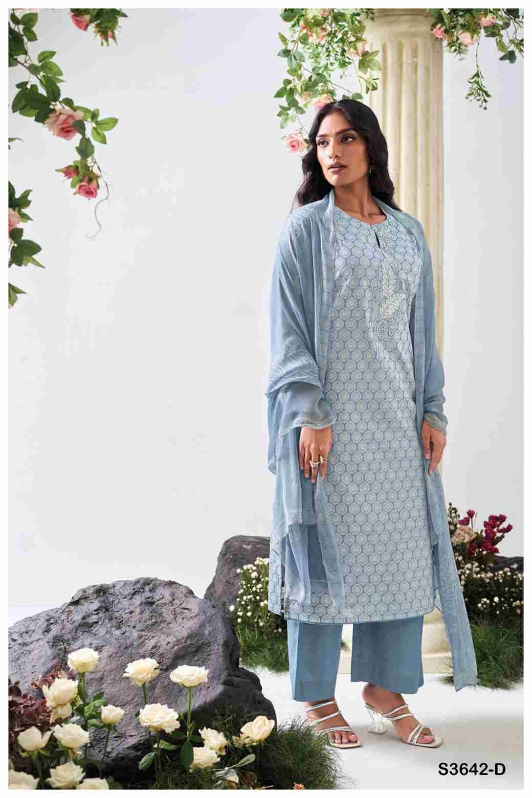 Fatiha-3642 By Ganga Fashion 3642-A To 3642-D Series Beautiful Festive Suits Colorful Stylish Fancy Casual Wear & Ethnic Wear Pure Cotton Dresses At Wholesale Price