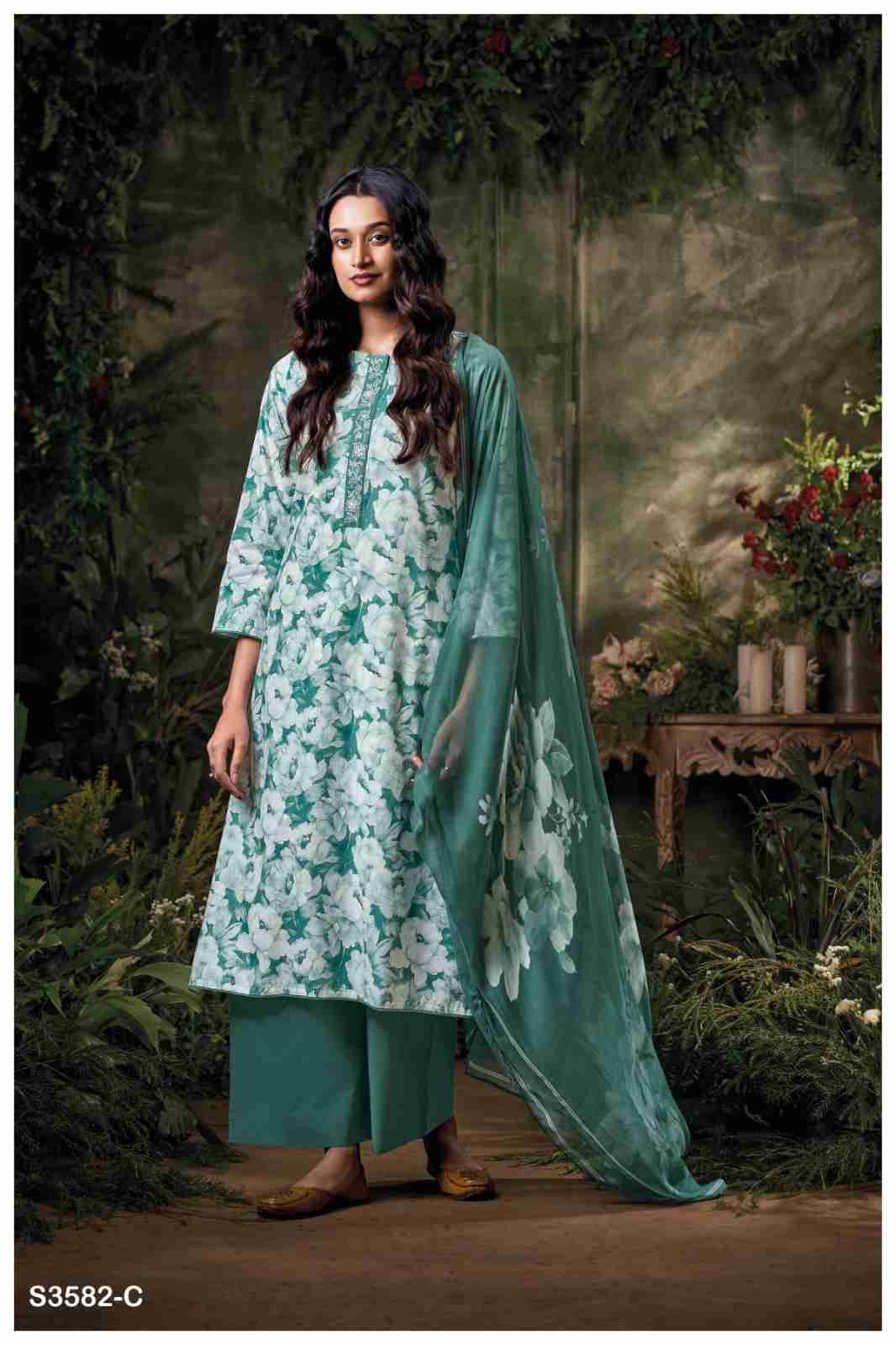 Emera-3582 By Ganga Fashion 3582-A To 3582-D Series Beautiful Festive Suits Colorful Stylish Fancy Casual Wear & Ethnic Wear Pure Cotton Dresses At Wholesale Price