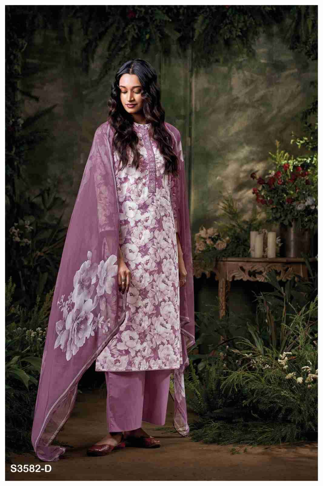 Emera-3582 By Ganga Fashion 3582-A To 3582-D Series Beautiful Festive Suits Colorful Stylish Fancy Casual Wear & Ethnic Wear Pure Cotton Dresses At Wholesale Price