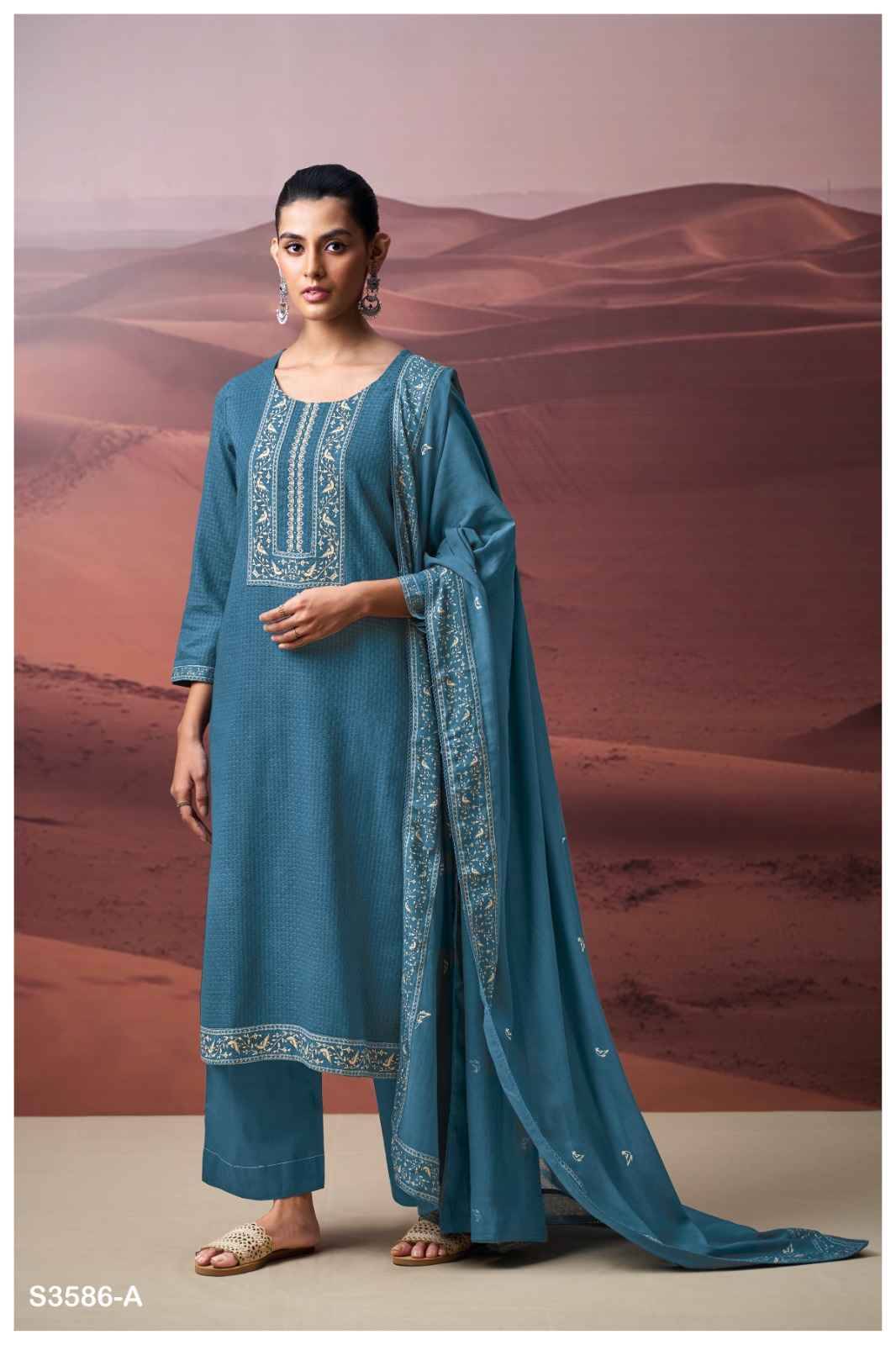 Naysa-3586 By Ganga Fashion 3586-A To 3586-D Series Beautiful Festive Suits Colorful Stylish Fancy Casual Wear & Ethnic Wear Pure Cotton Dresses At Wholesale Price