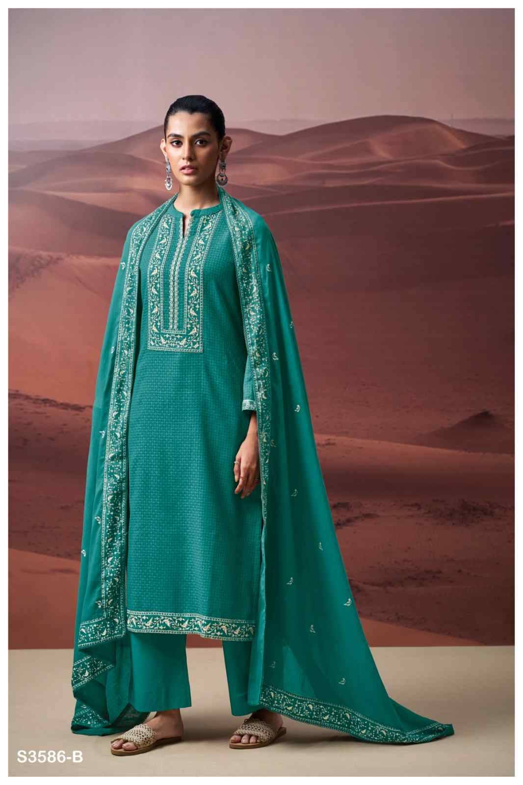 Naysa-3586 By Ganga Fashion 3586-A To 3586-D Series Beautiful Festive Suits Colorful Stylish Fancy Casual Wear & Ethnic Wear Pure Cotton Dresses At Wholesale Price