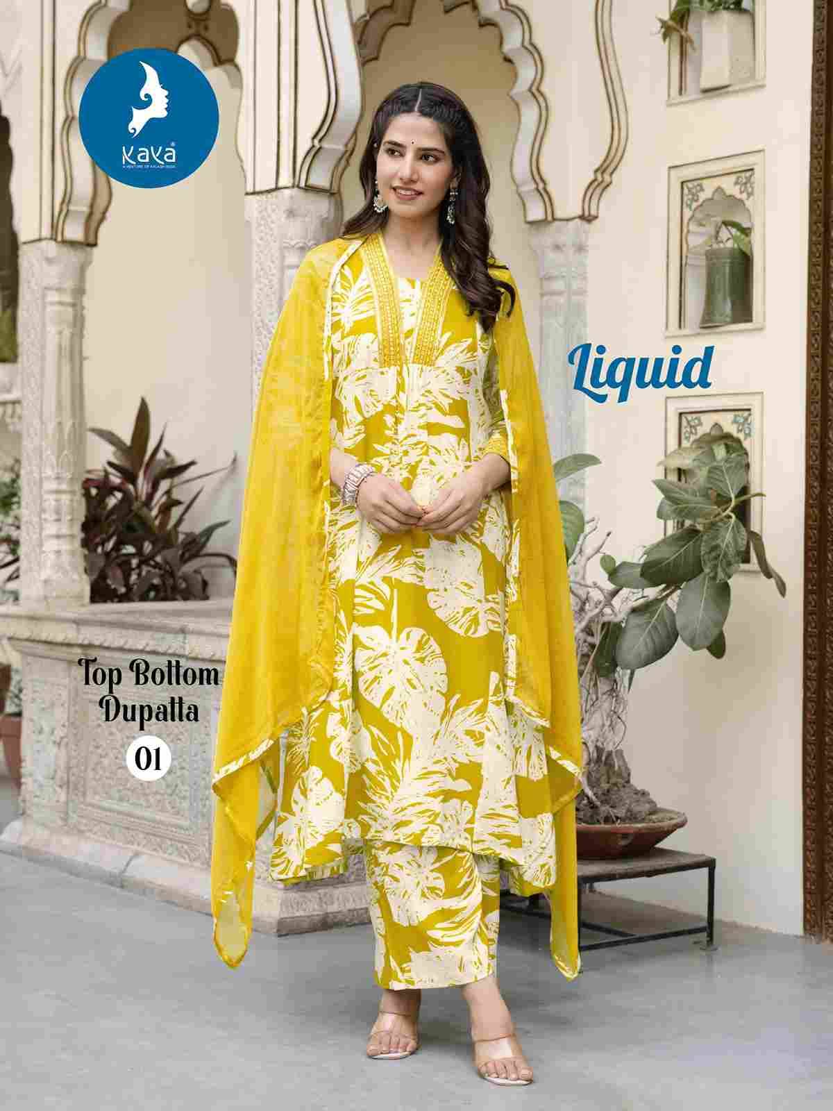 Liquid By Kaya 01 To 06 Series Beautiful Stylish Festive Suits Fancy Colorful Casual Wear & Ethnic Wear & Ready To Wear Rayon Print Dresses At Wholesale Price