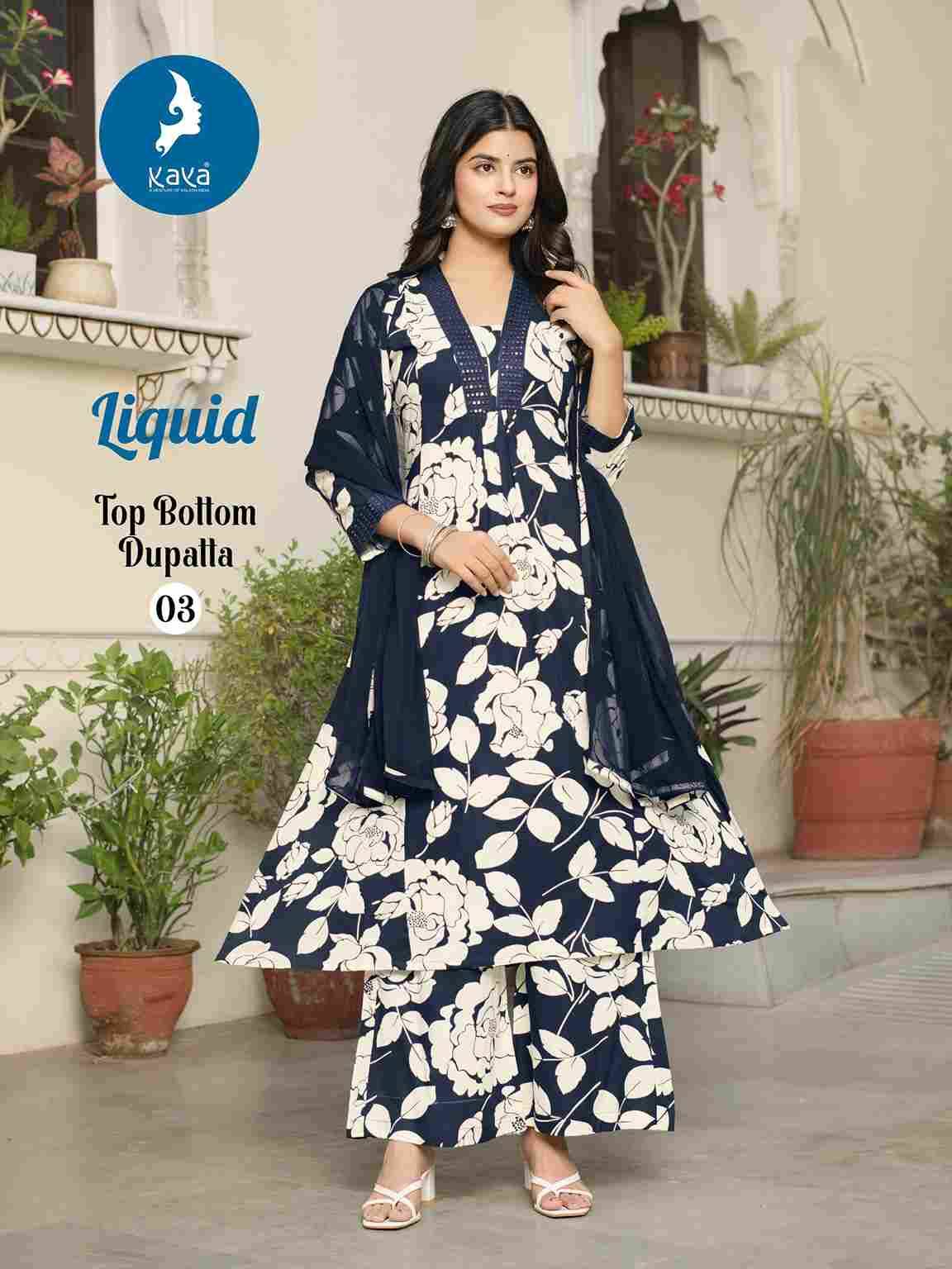 Liquid By Kaya 01 To 06 Series Beautiful Stylish Festive Suits Fancy Colorful Casual Wear & Ethnic Wear & Ready To Wear Rayon Print Dresses At Wholesale Price