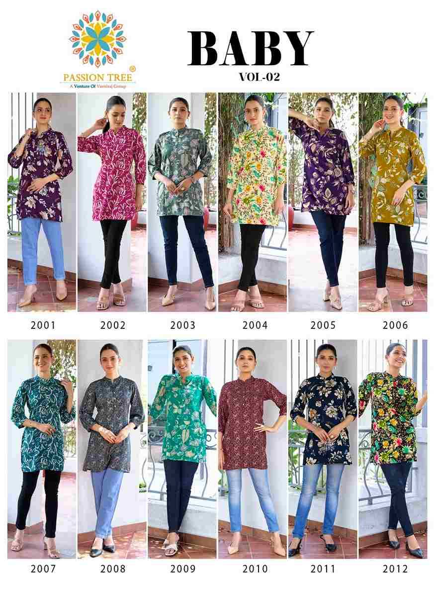 Baby Vol-2 By Passion Tree 2001 To 2012 Series Beautiful Stylish Fancy Colorful Casual Wear & Ethnic Wear Heavy Rayon Slub Tops At Wholesale Price