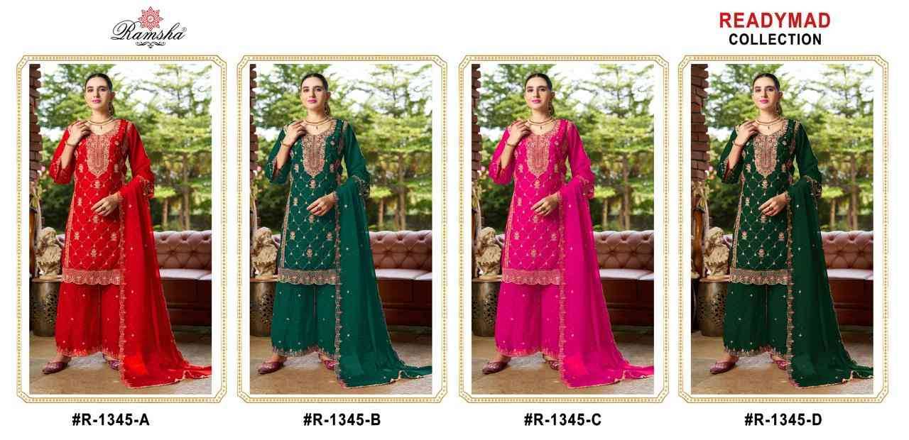 Ramsha 1345 Colours By Ramsha 1345-A To 1345-D Series Designer Pakistani Suits Beautiful Fancy Colorful Stylish Party Wear & Occasional Wear Fandy Embroidered Dresses At Wholesale Price